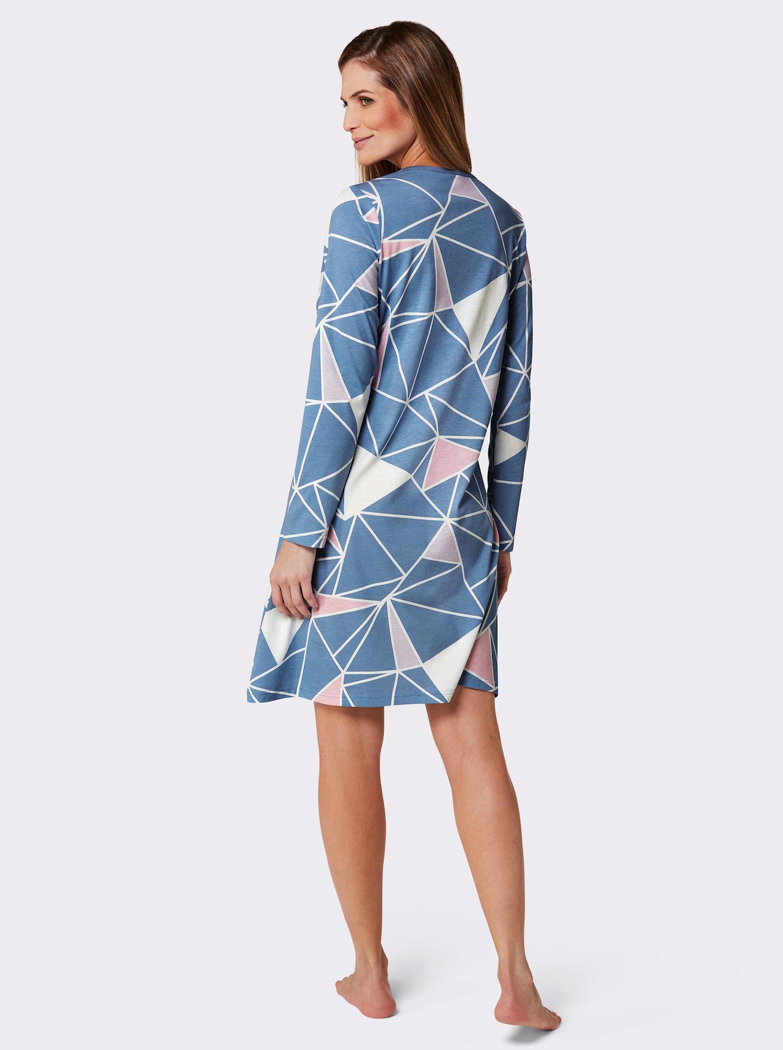 wäschepur Sleepshirts mit Grafikmuster - mittelblau-rosé-bedruckt + flieder