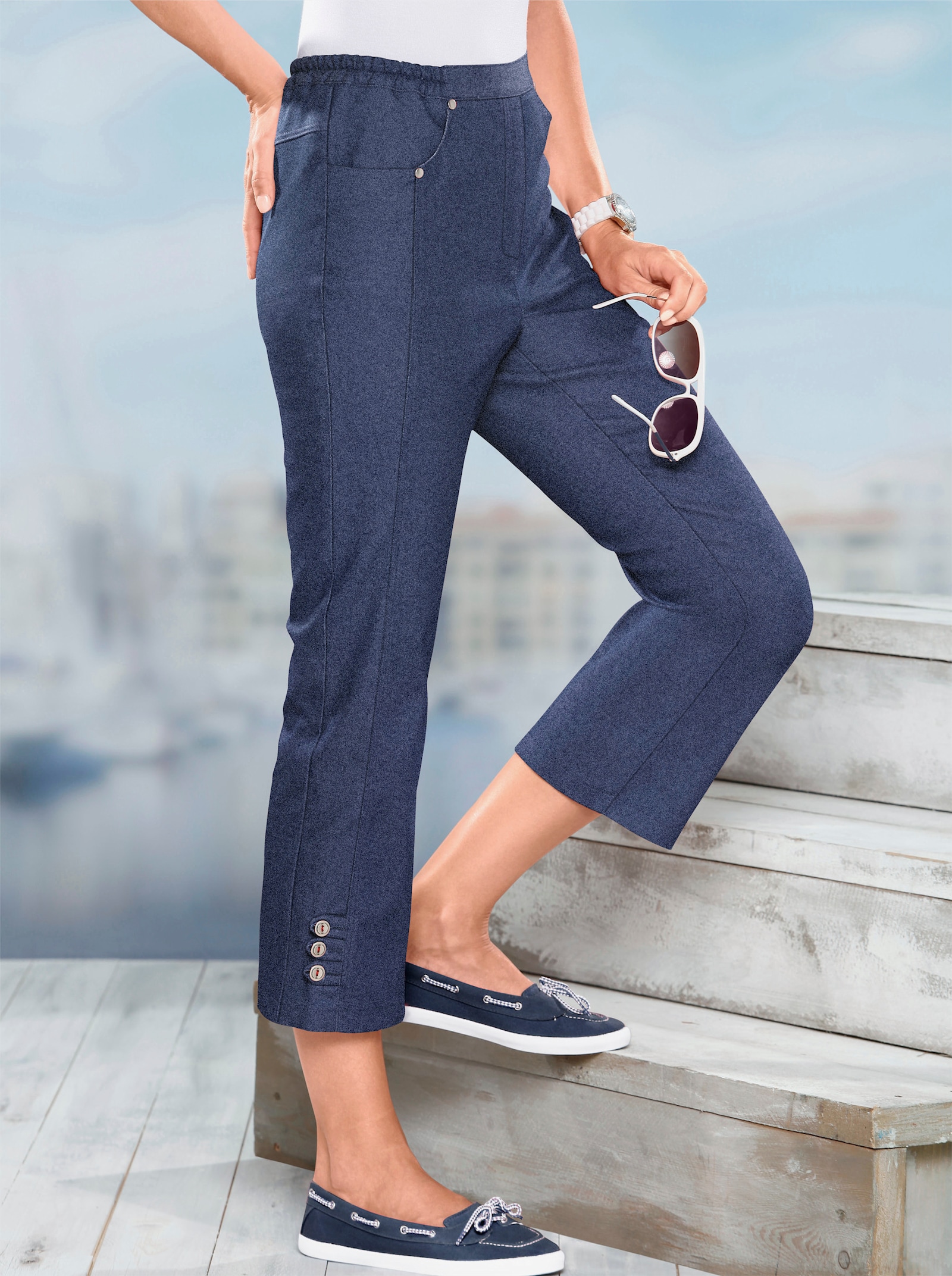 7/8-jeans met siertrensje aan de boord - blue-stonewashed