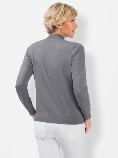 Stehkragenpullover In Modal-Qualität - steingrau-meliert