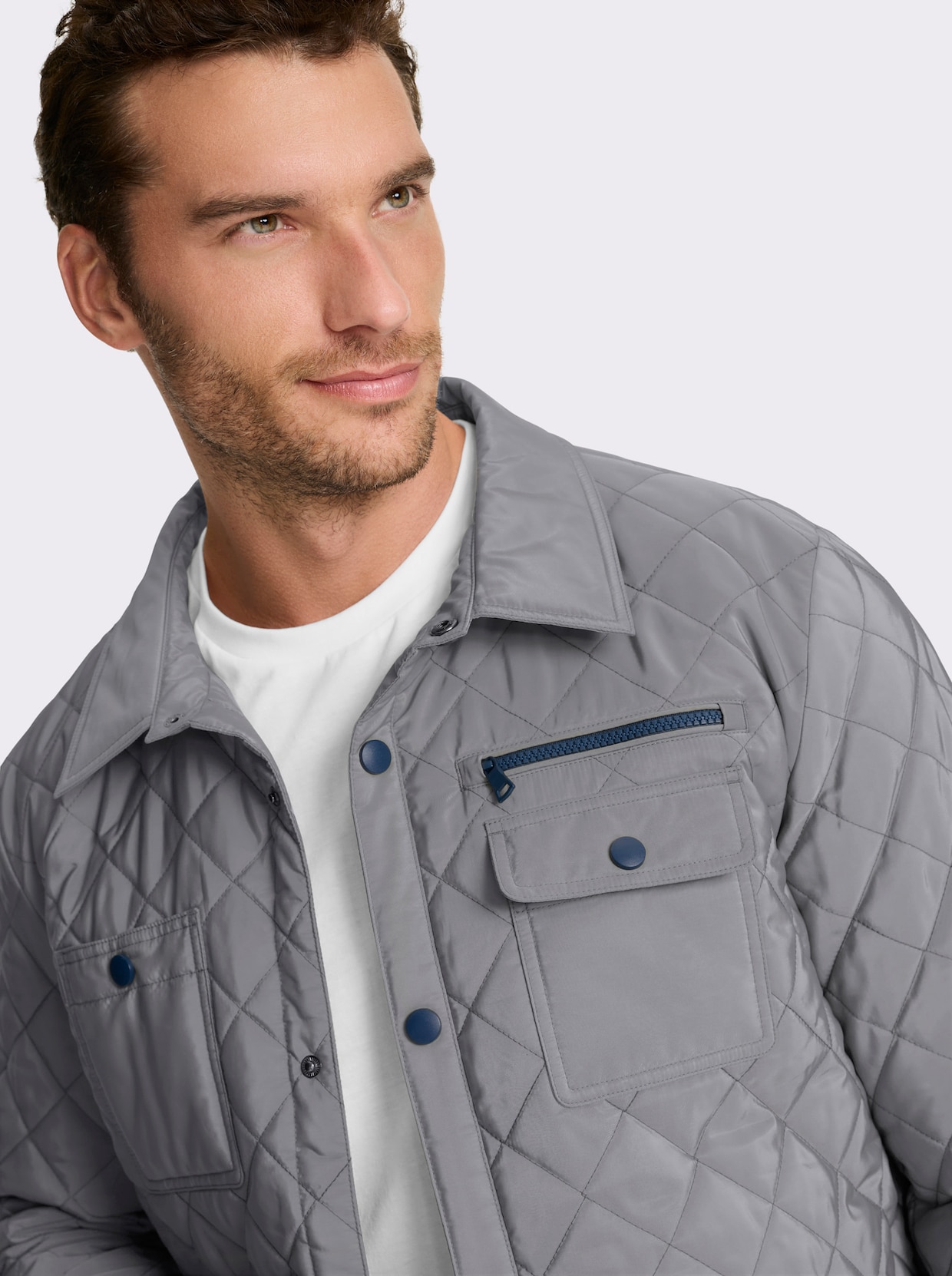 Marco Donati Steppjacke mit insgesamt 8 Taschen - steingrau