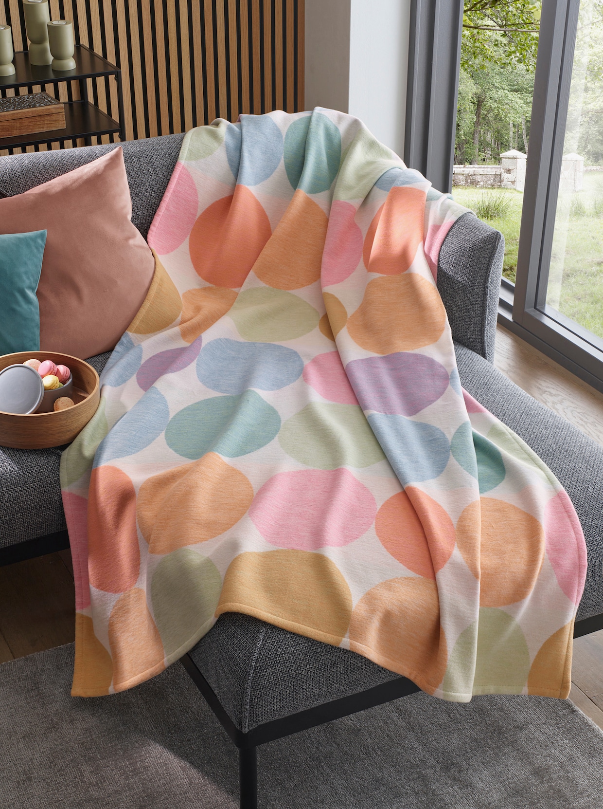 Ibena woondeken - ecru/roze gedessineerd