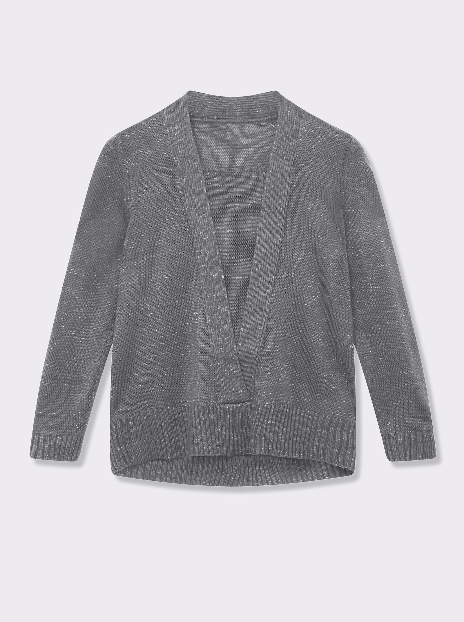 2-in-1-Pullover mit Schalkragen-Optik - grau-meliert