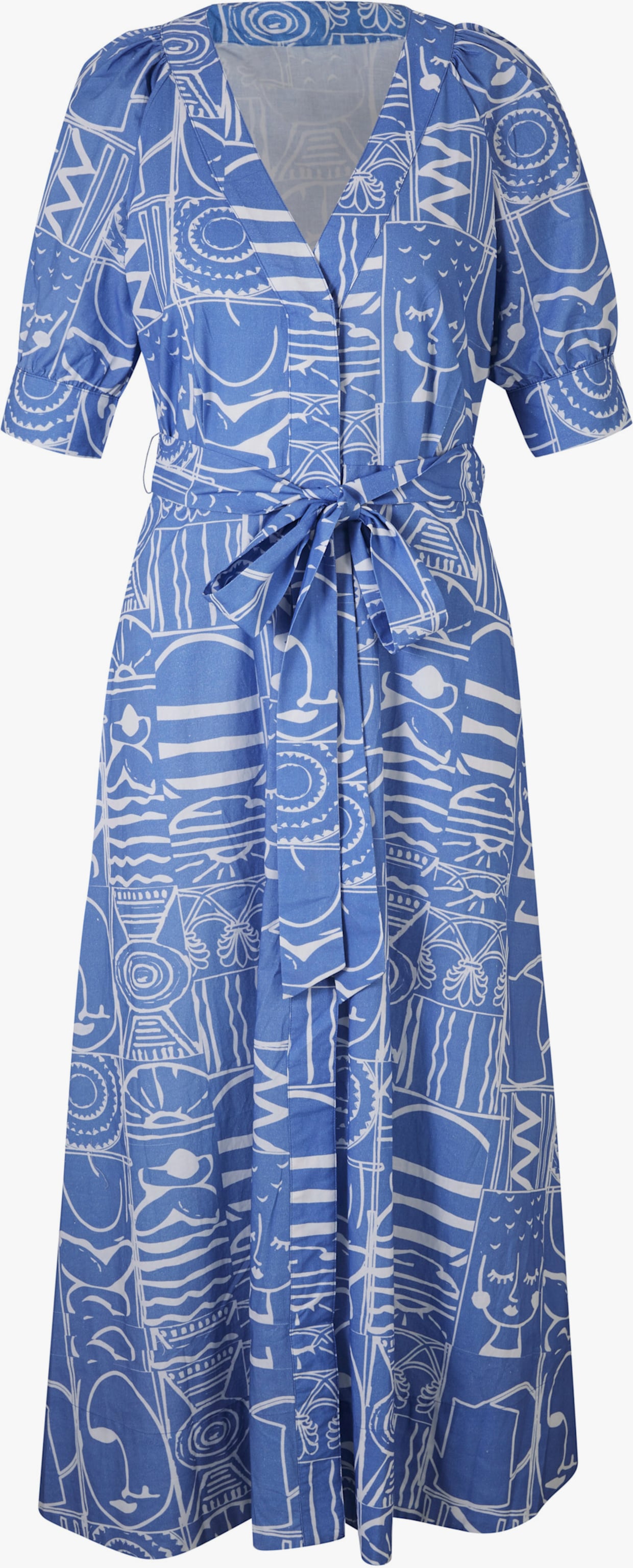 heine Druck-Kleid - kornblume-ecru