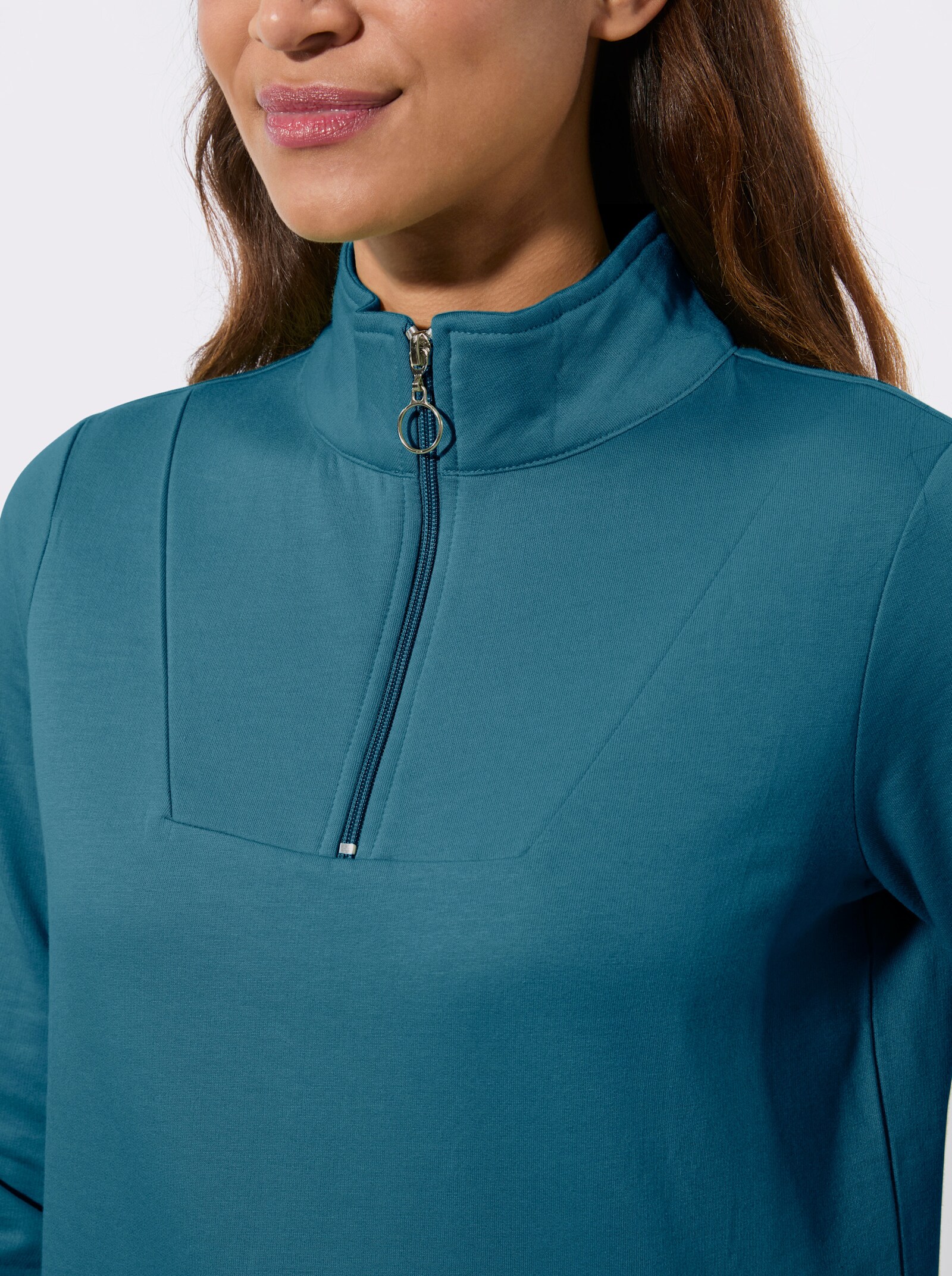 Sweatshirt mit Troyerkragen - topas