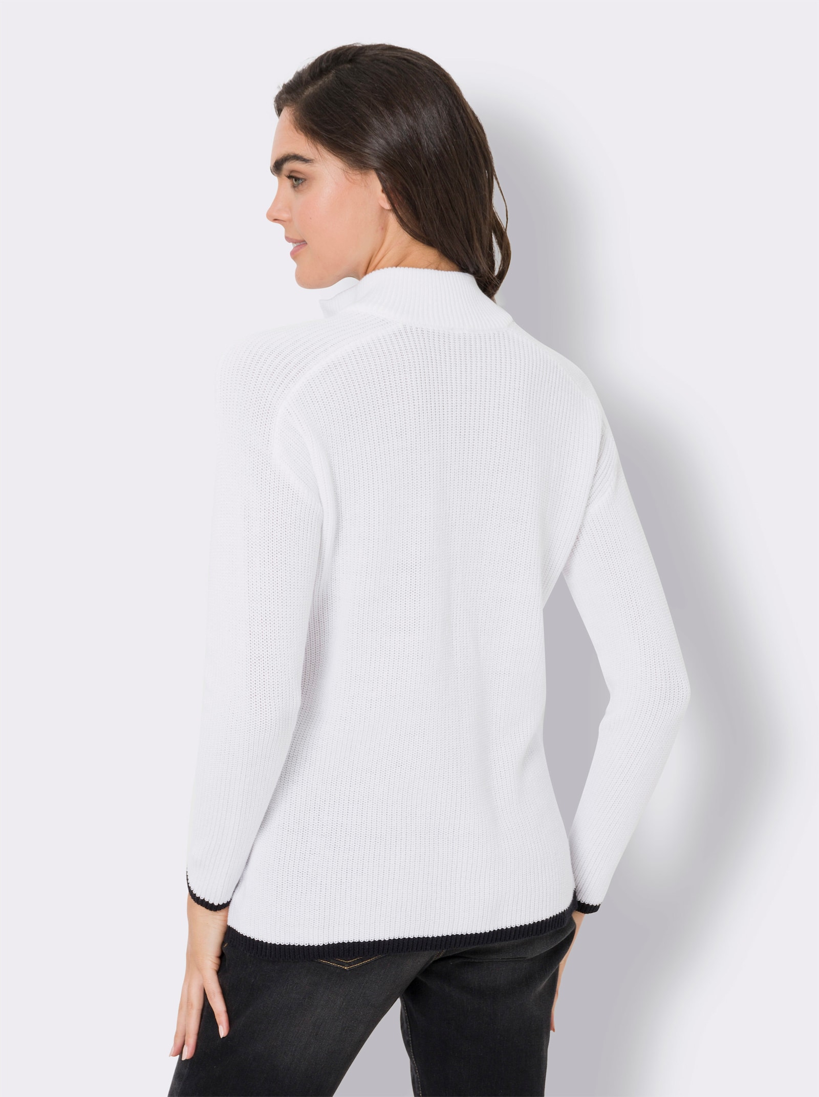 heine Troyer mit Kontrastpaspeln - weiß