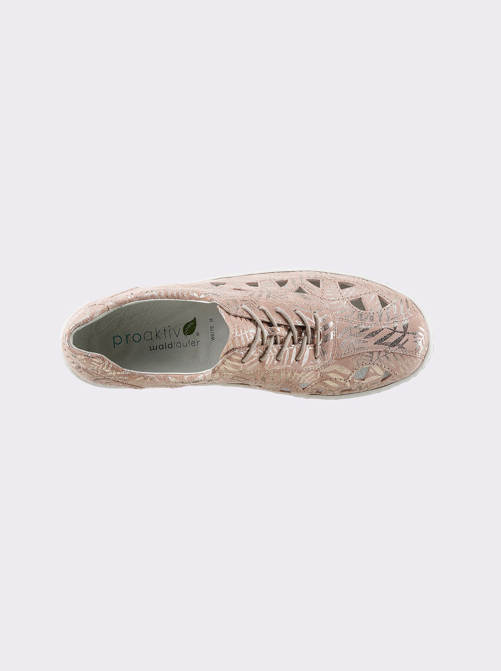 Waldläufer Schnürschuh mit Perforation und Glanz-Akzenten - beige