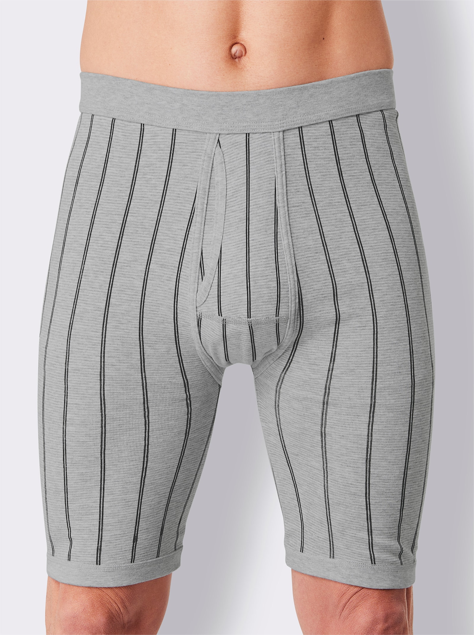 wäschepur men Hose knielang - hellgrau-gestreift