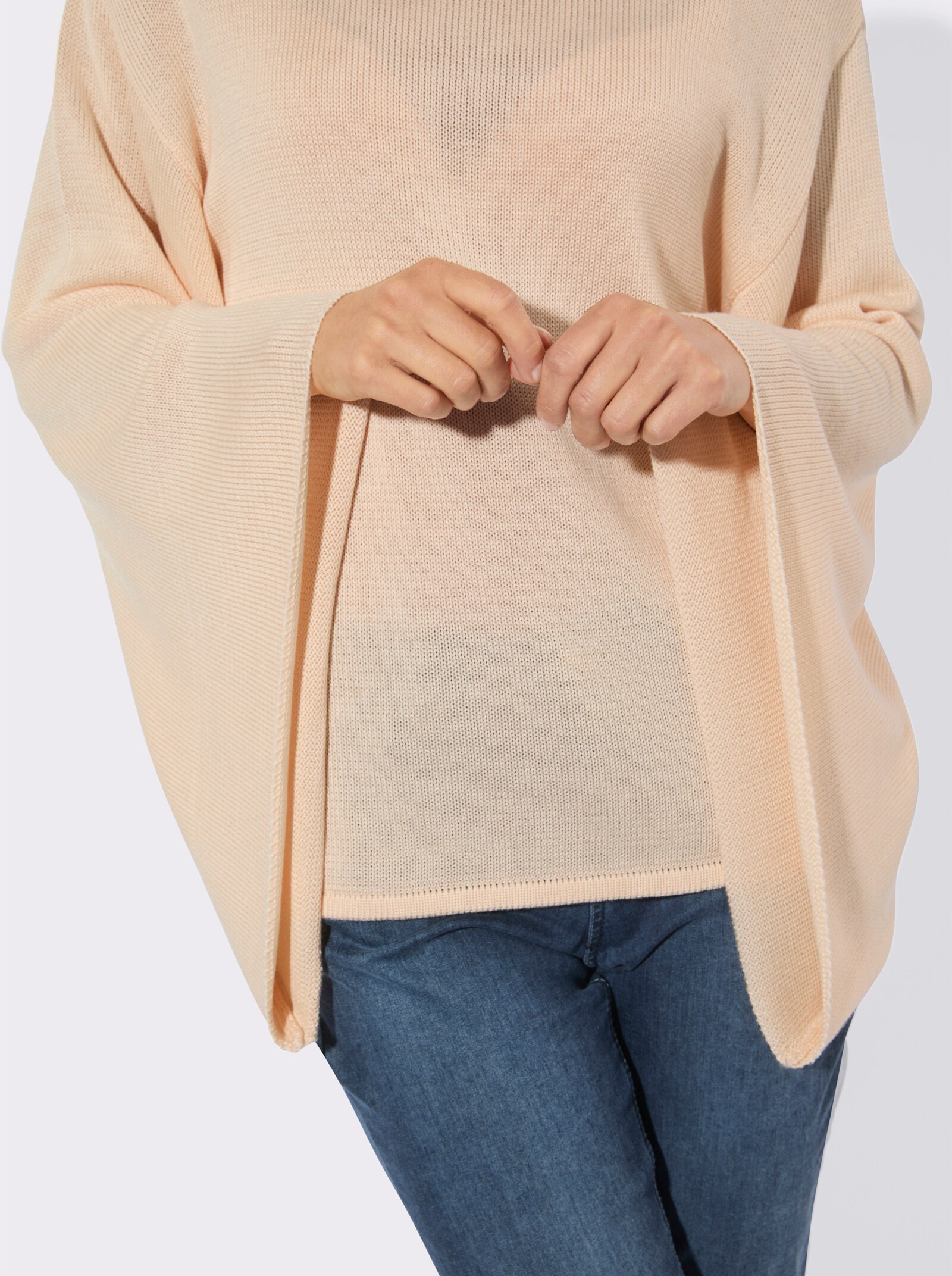 Feinstrickpullover mit weiten Ärmeln - elfenbein