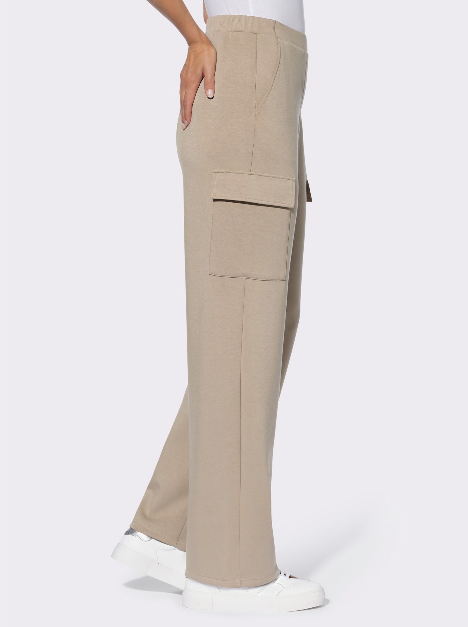 heine Pantalon en jersey avec poches cargo plaquées - beige