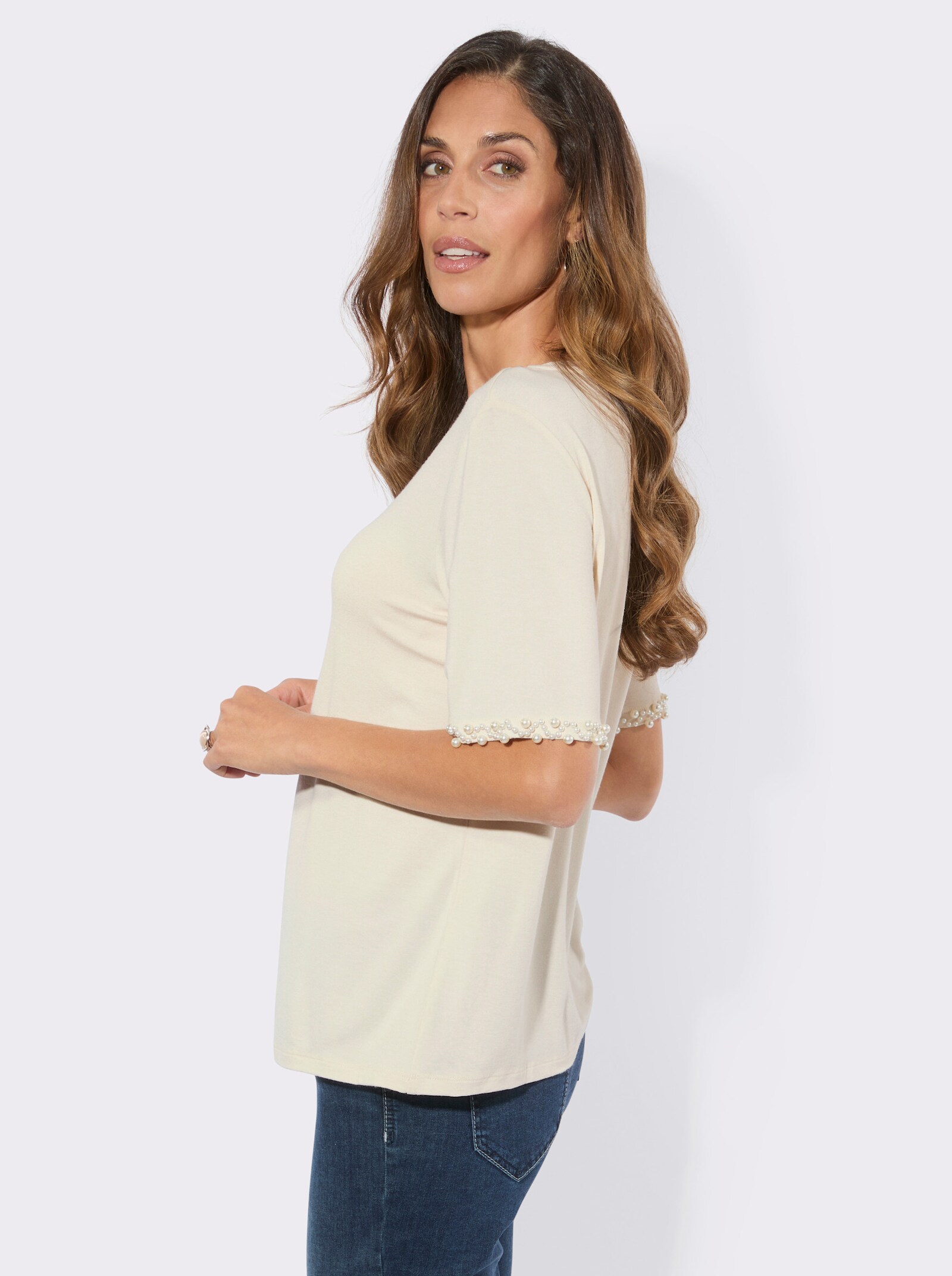 Kurzarmshirt - champagner