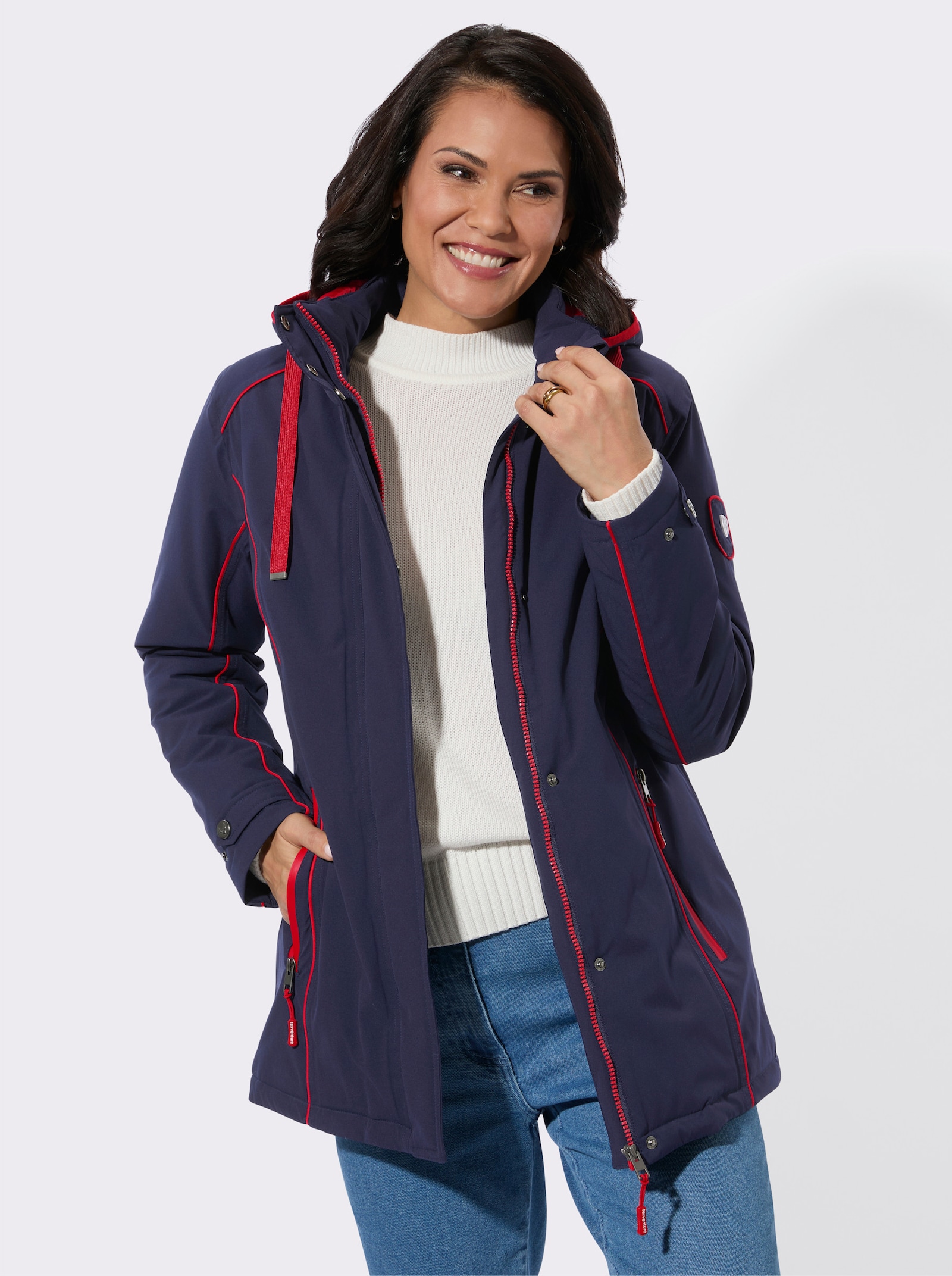 Funktionsjacke mit abnehmbarer Kapuze - marine