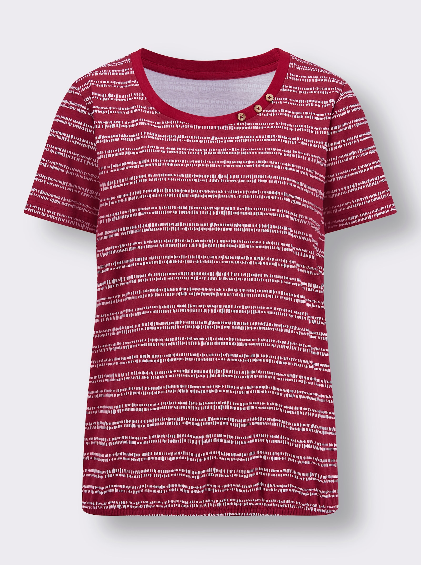 Kurzarmshirt mit Gummizug am Saum - kirsche-weiss-bedruckt