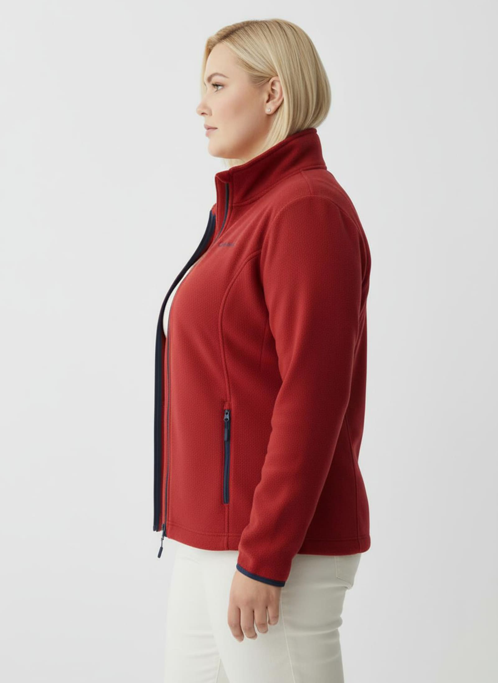 Fleecejacke mit Stickerei - rot