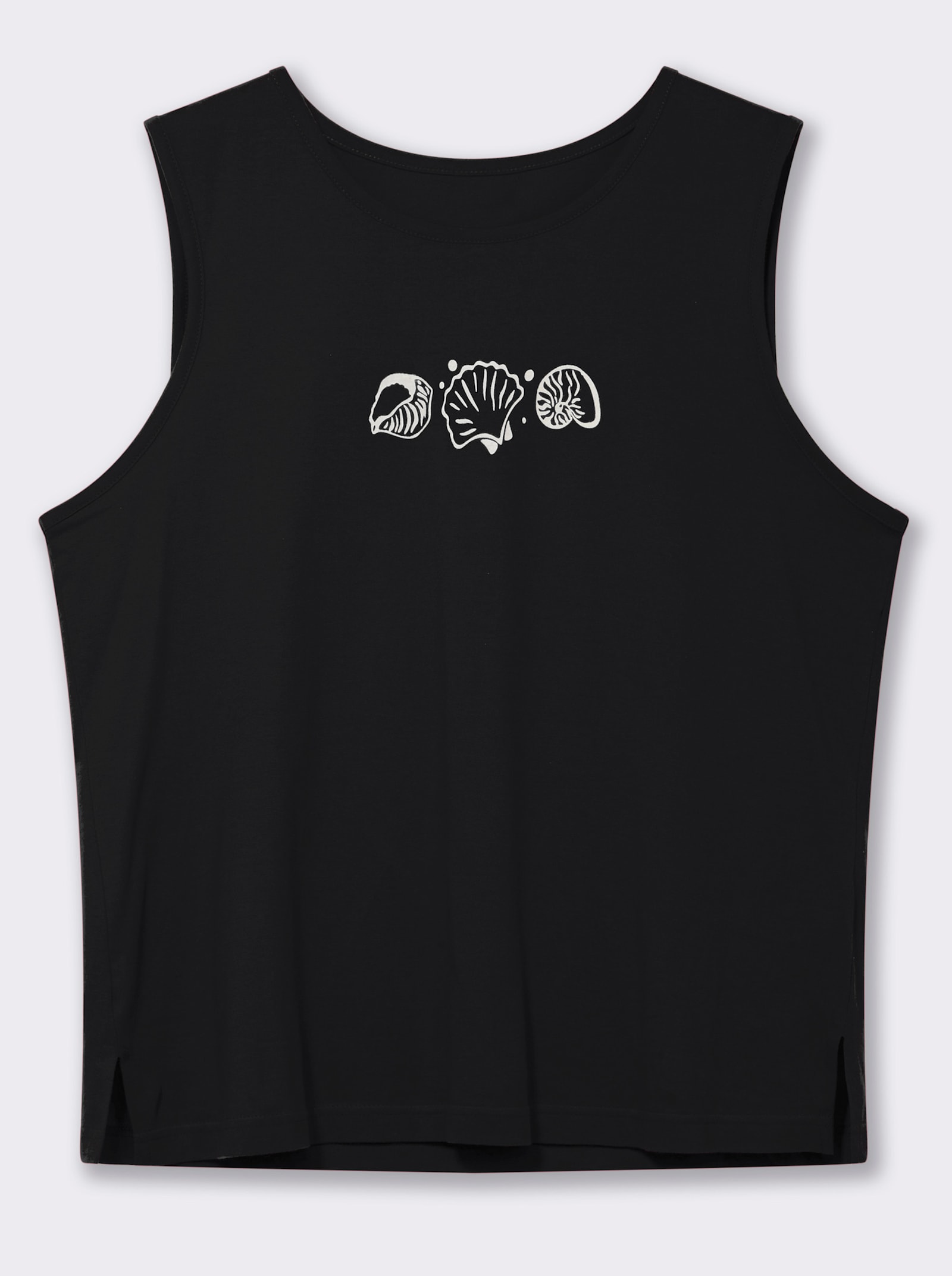 Shirttop mit Seitenschlitzen - schwarz