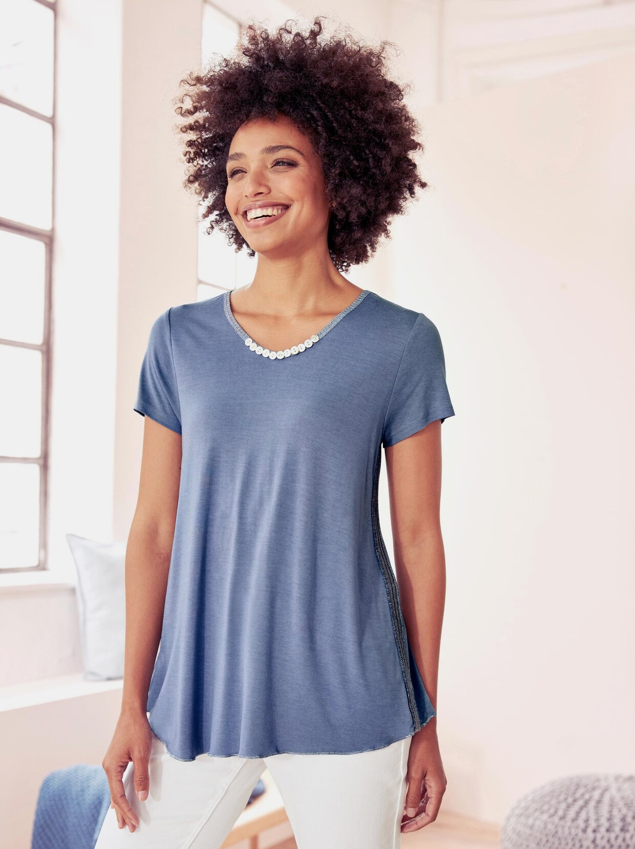 Linea Tesini Shirt - taubenblau