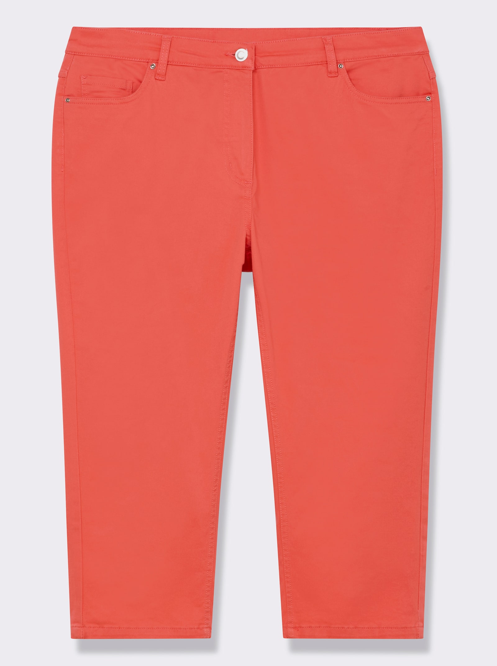 3/4-Jeans mit Bändchen-Verzierung - koralle