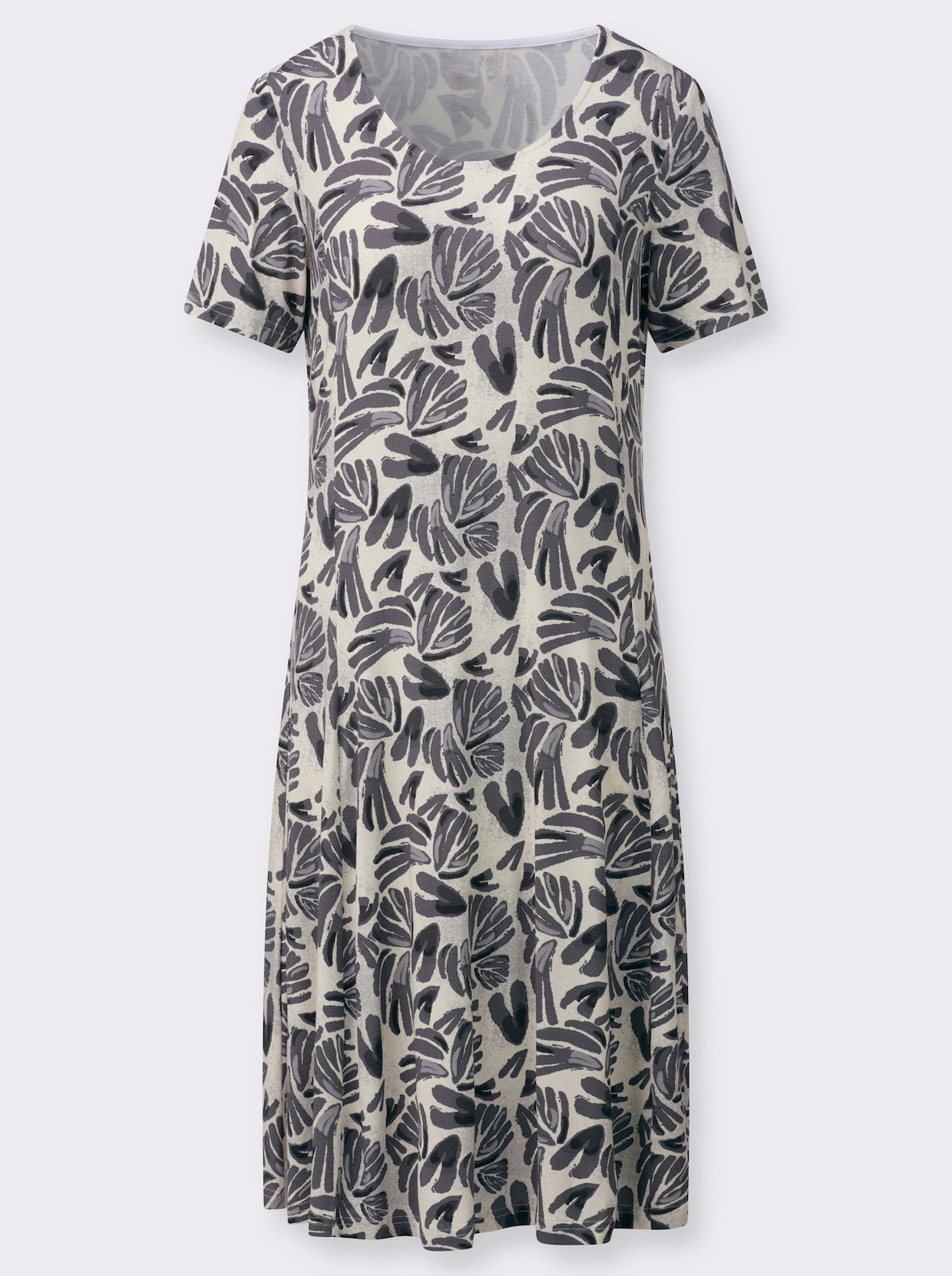 Jerseykleid - champagner-anthrazit-bedruckt