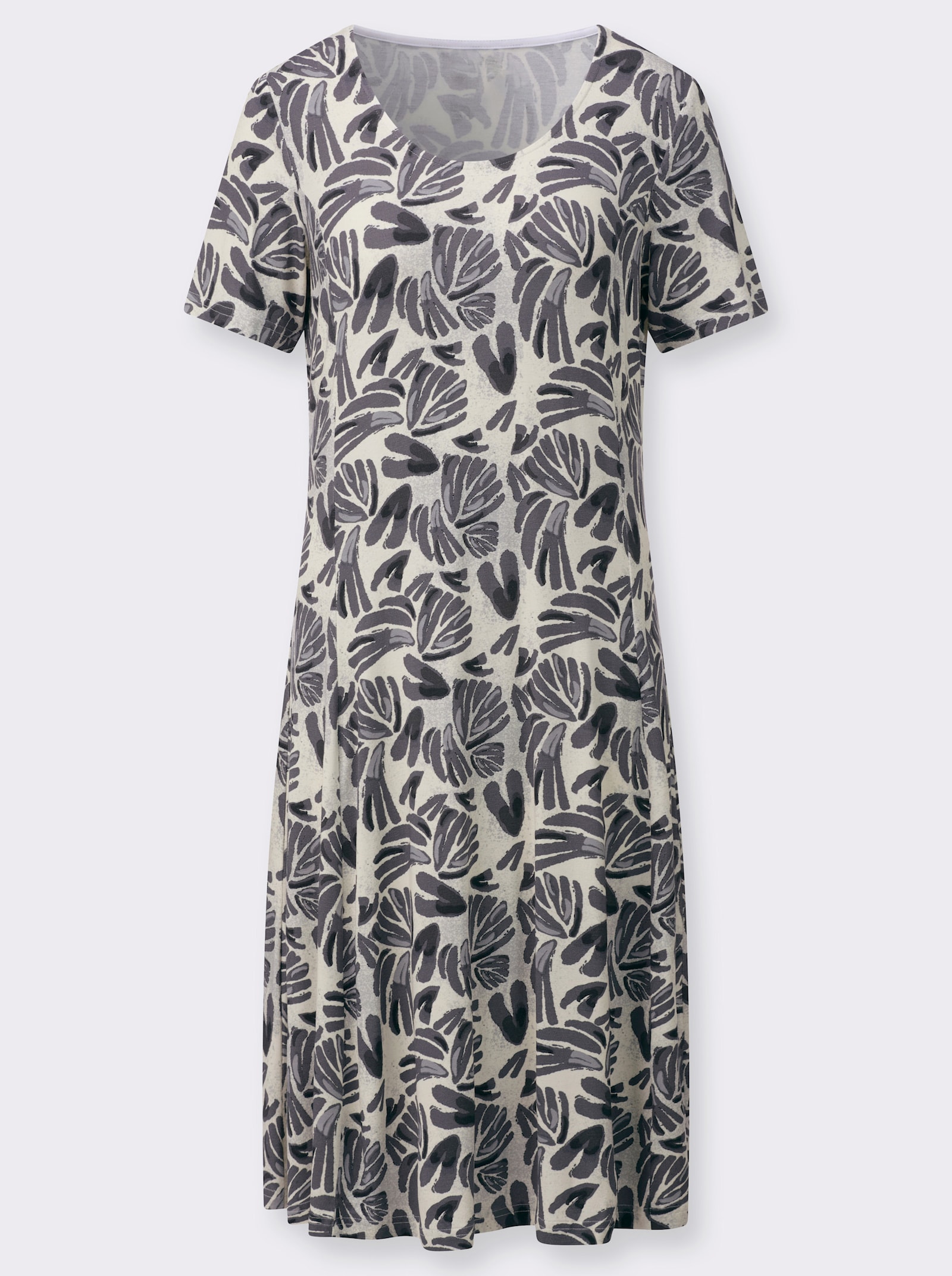 Jerseykleid mit Grafik-Print - champagner-anthrazit-bedruckt