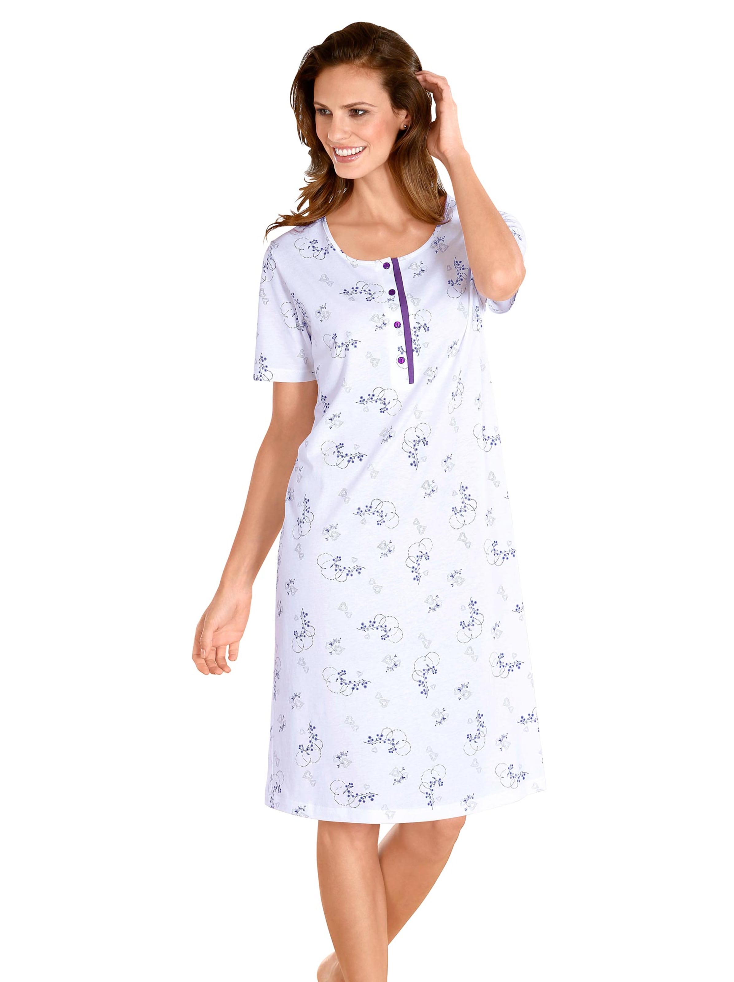 Nachthemd - weiß-bedruckt