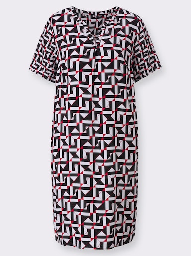 Bedrukte jurk - zwart/rood geprint