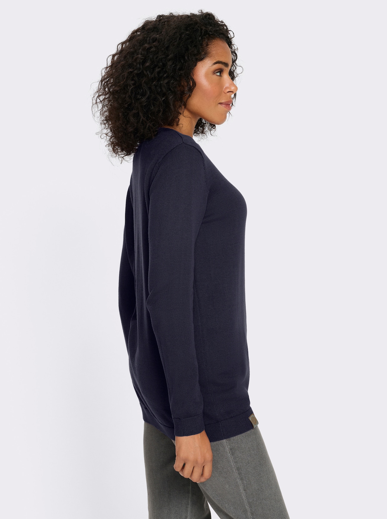 Longpullover mit 50% Baumwolle - marine