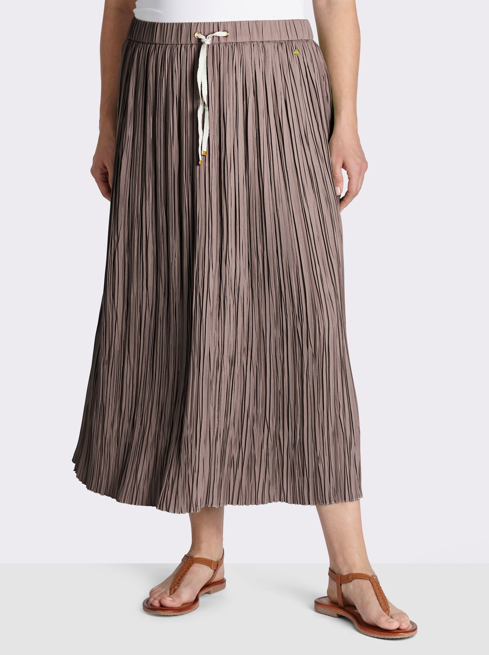 sheego Sommerrock mit Crinkle-Effekt - dunkeltaupe