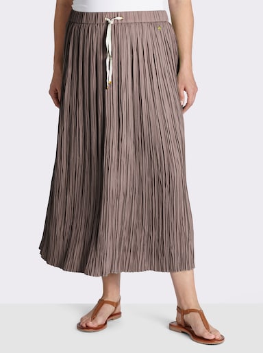 sheego Sommerrock mit Crinkle-Effekt - dunkeltaupe