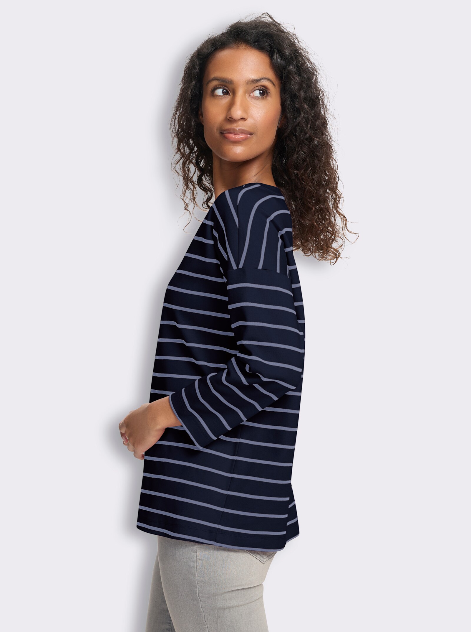 heine Ringelshirt mit 3/4-Arm - marine-taubenblau-geringelt