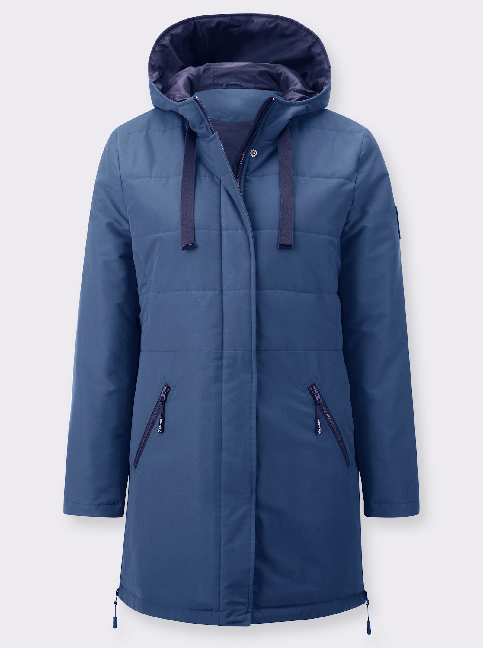 Longjacke mit Kontrast-Futter - jeansblau