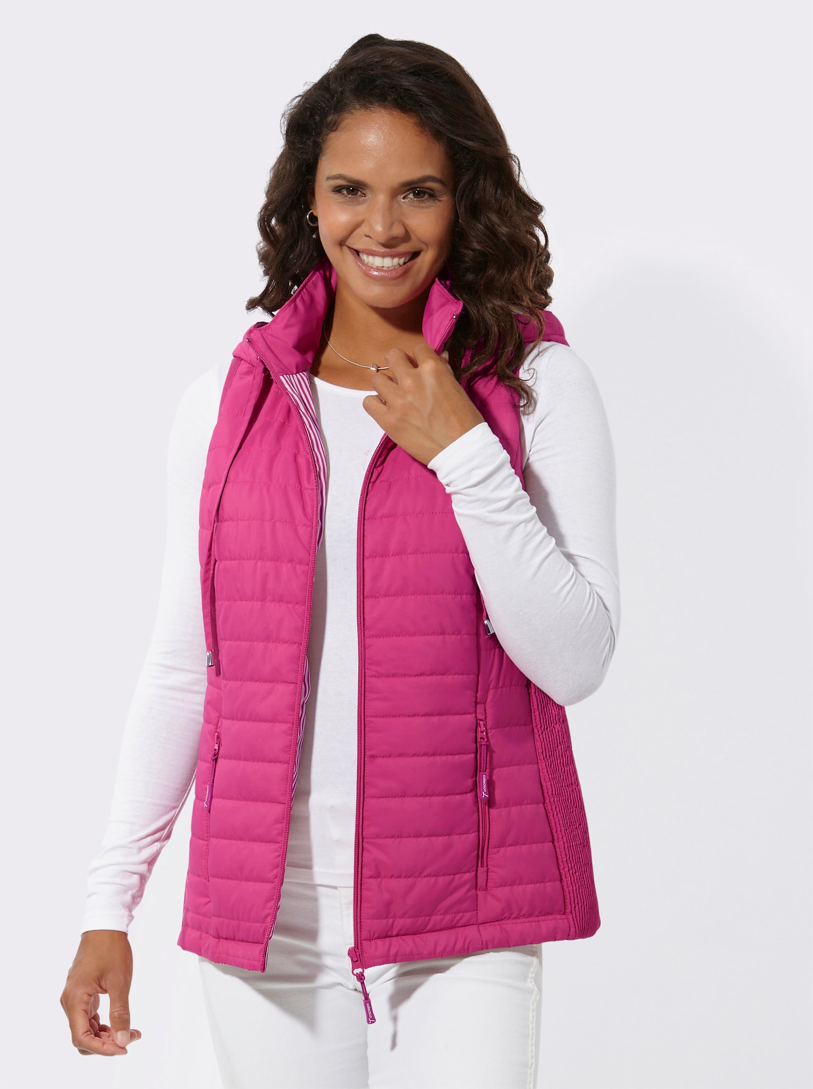 Steppweste mit abnehmbarer Kapuze - fuchsia