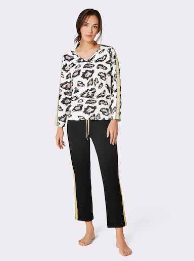 CREATION L PREMIUM Modal Schlafanzug - ecru-schwarz-bedruckt
