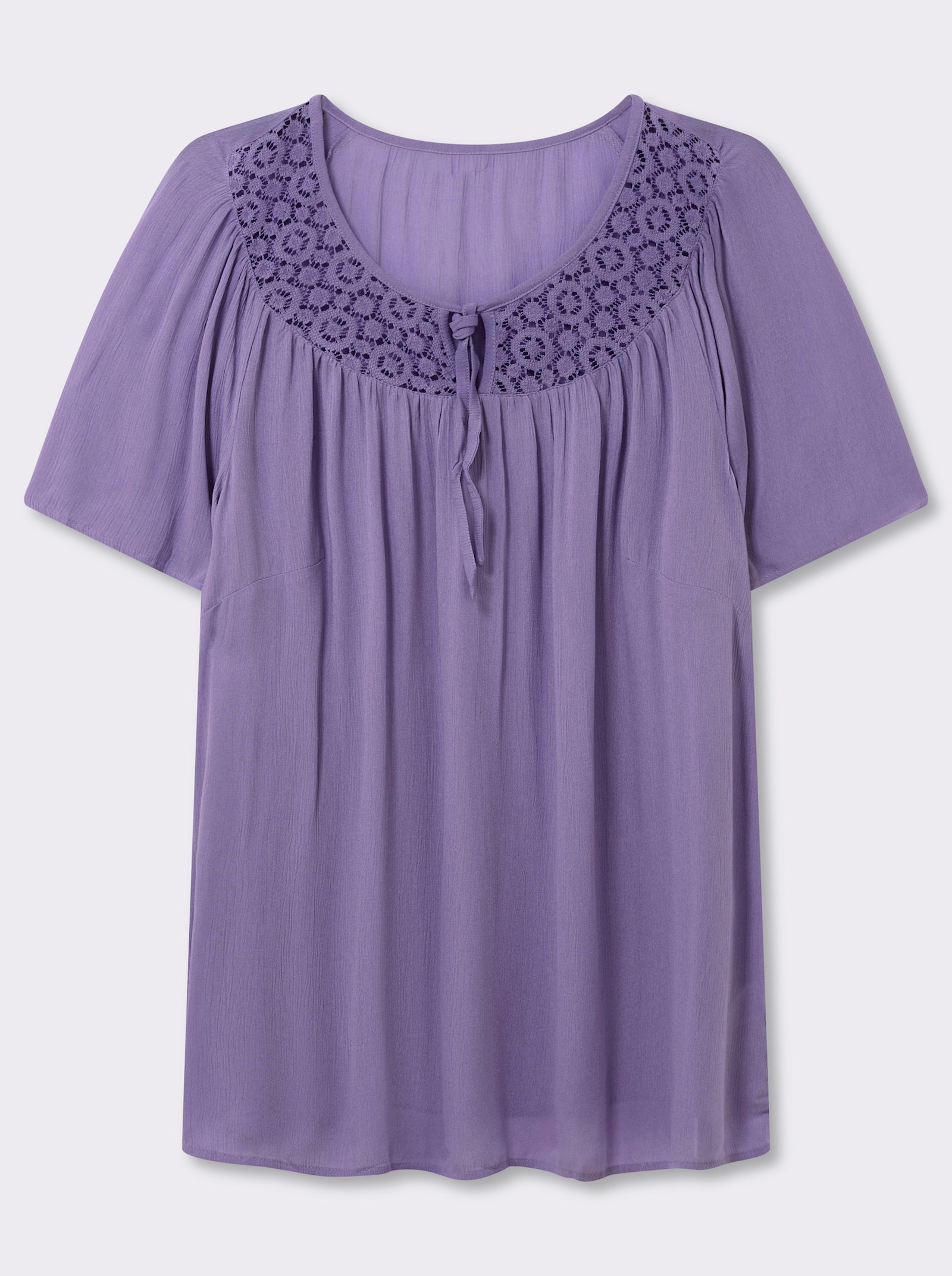 Tunika mit Spitzen-Einsatz - lavendel