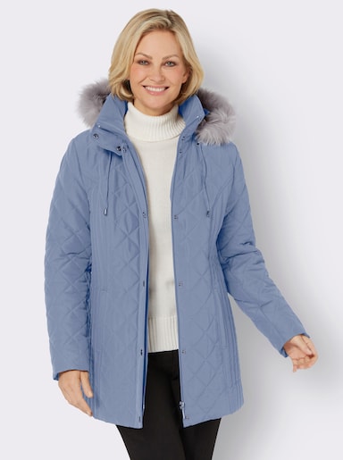 Steppjacke mit abnehmbarer Kapuze - taubenblau