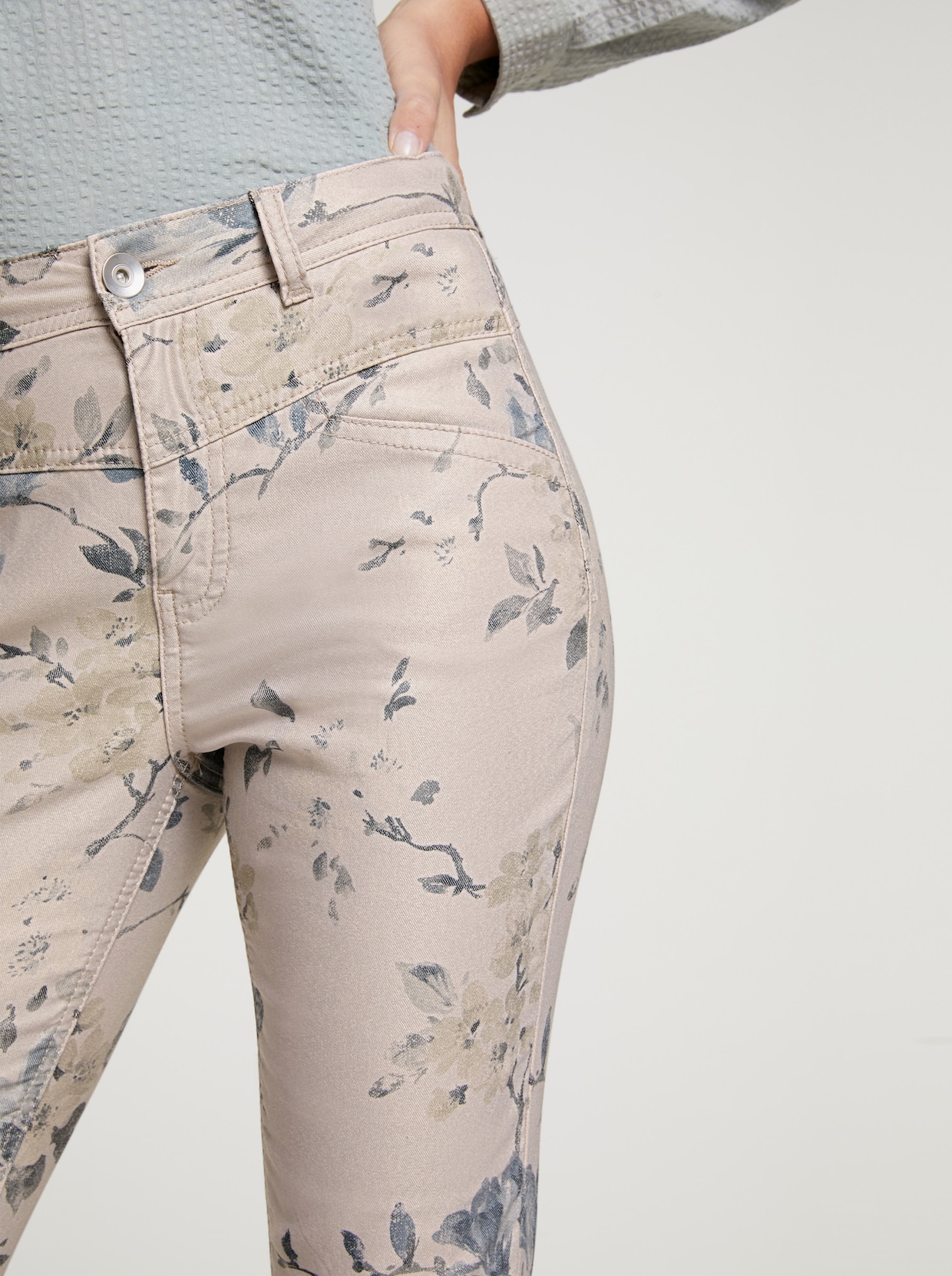 heine Broek met print - zand/jade