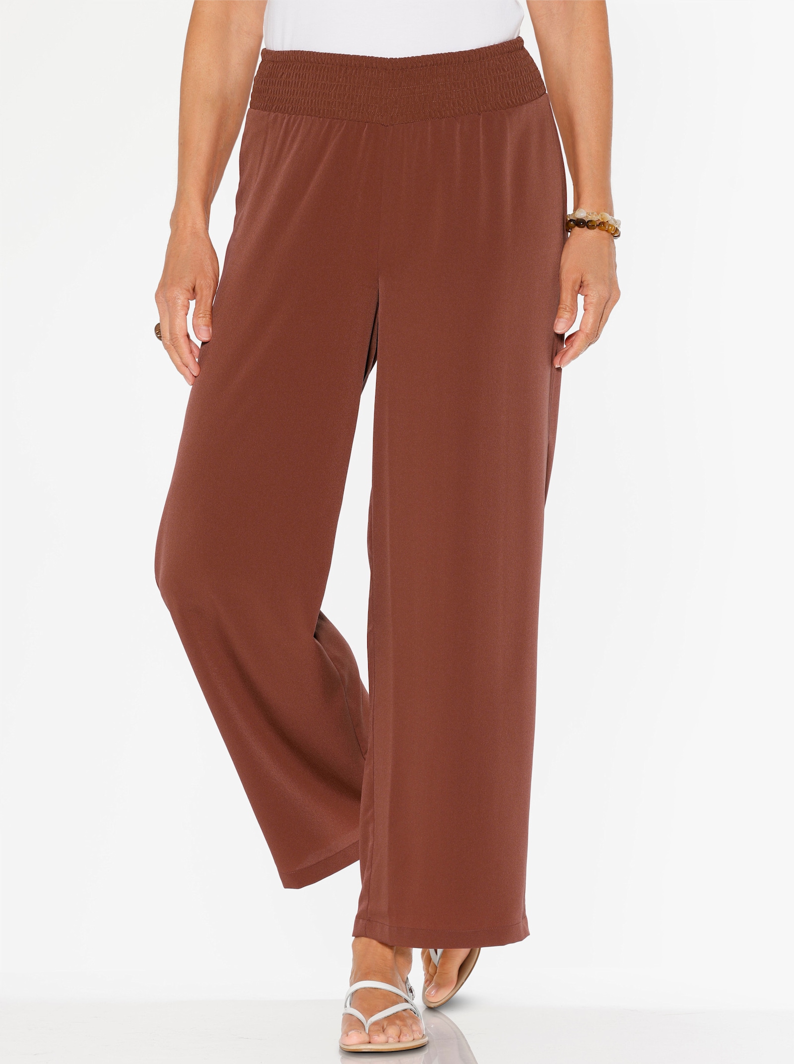 Schlupfhose mit gesmoktem Bund - rotbraun
