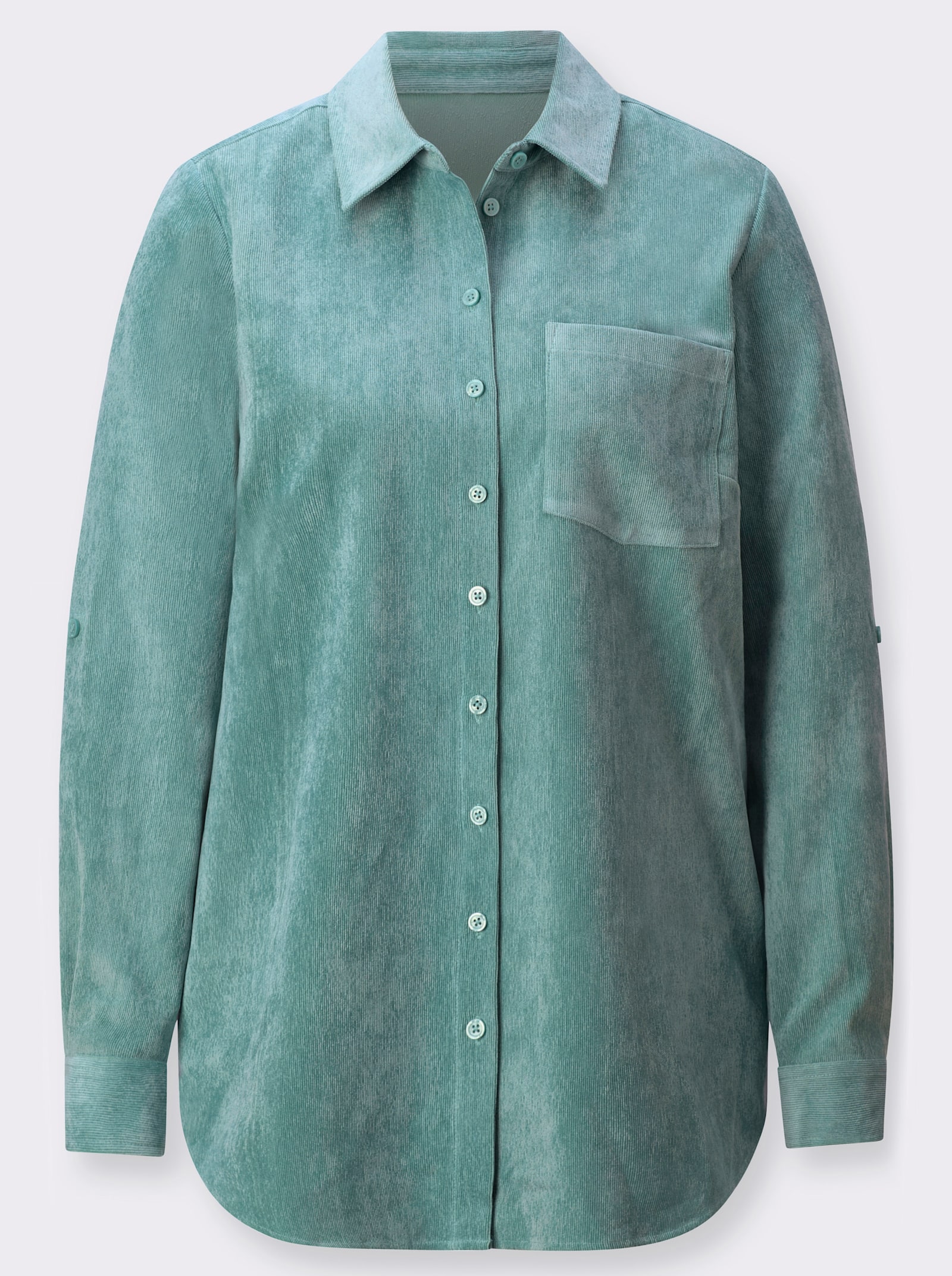 Longbluse mit krempelbaren Ärmeln - salbei