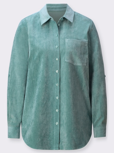 Longbluse mit krempelbaren Ärmeln - salbei