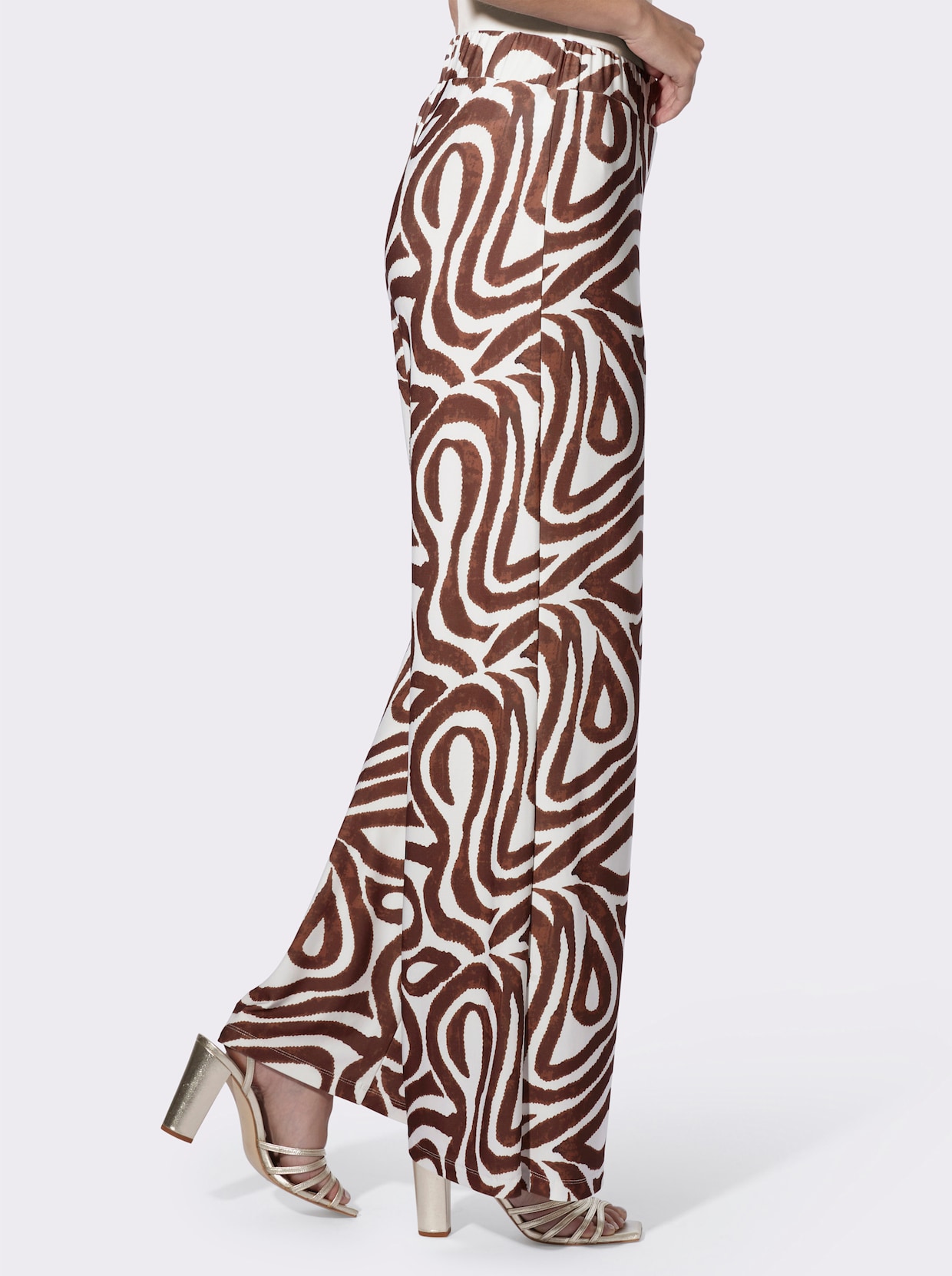 heine Druckhose - ecru-schoko-bedruckt