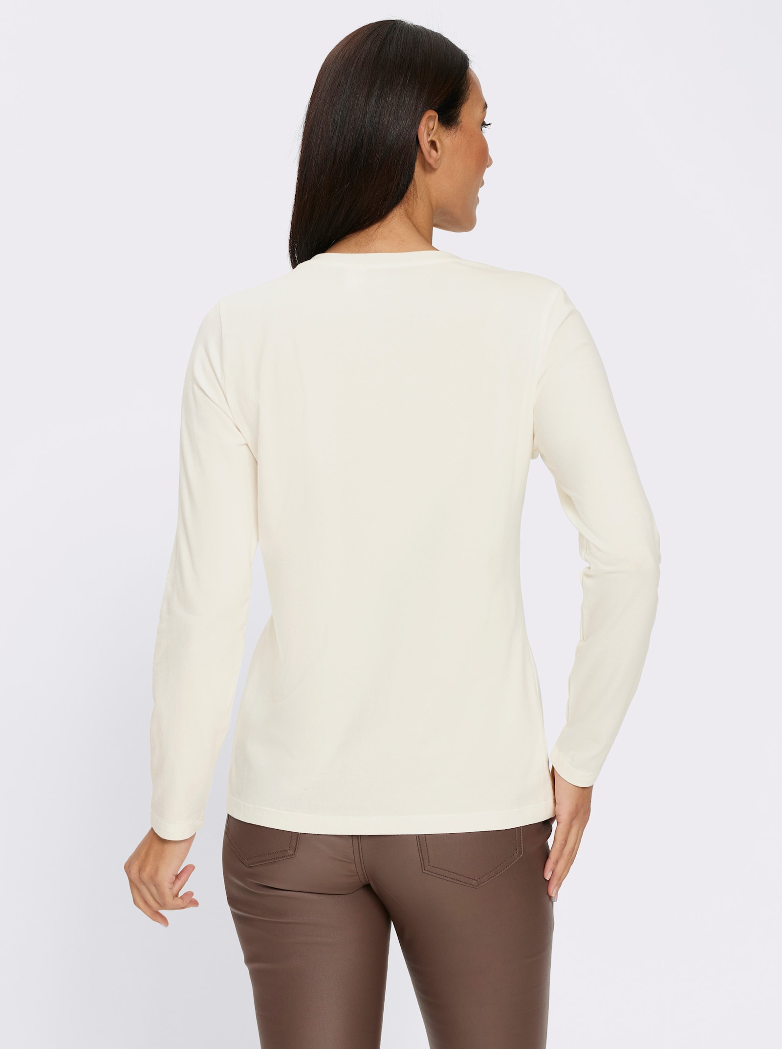 heine Langarmshirt mit Glitzersteinchen - ecru