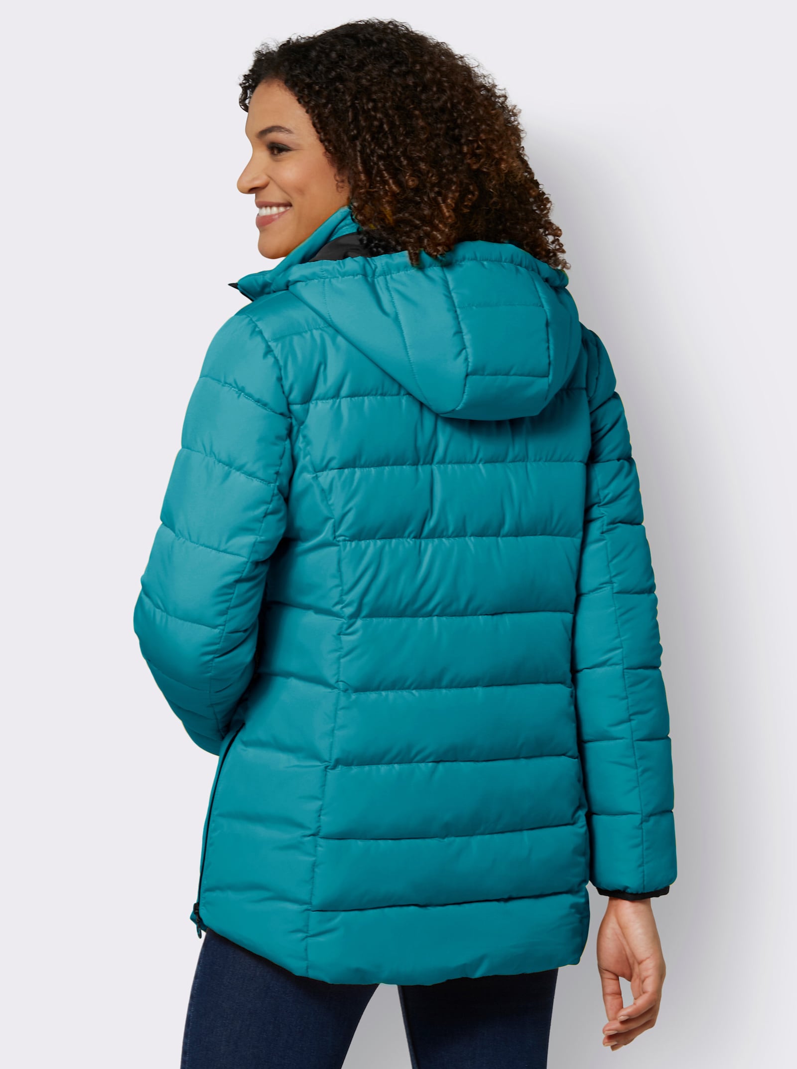 Steppjacke mit elastischer Kontrast-Paspelierung - aquapetrol