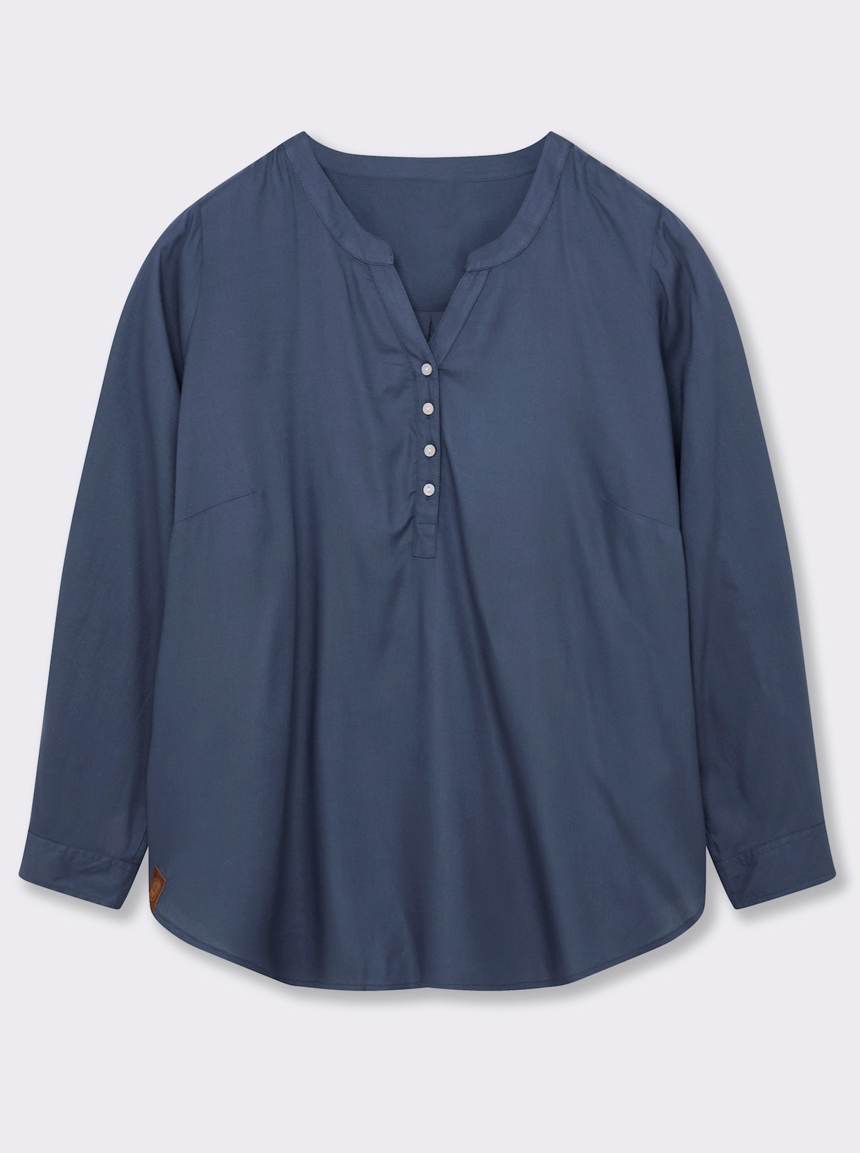 Longbluse mit abgerundetem Saum - rauchblau