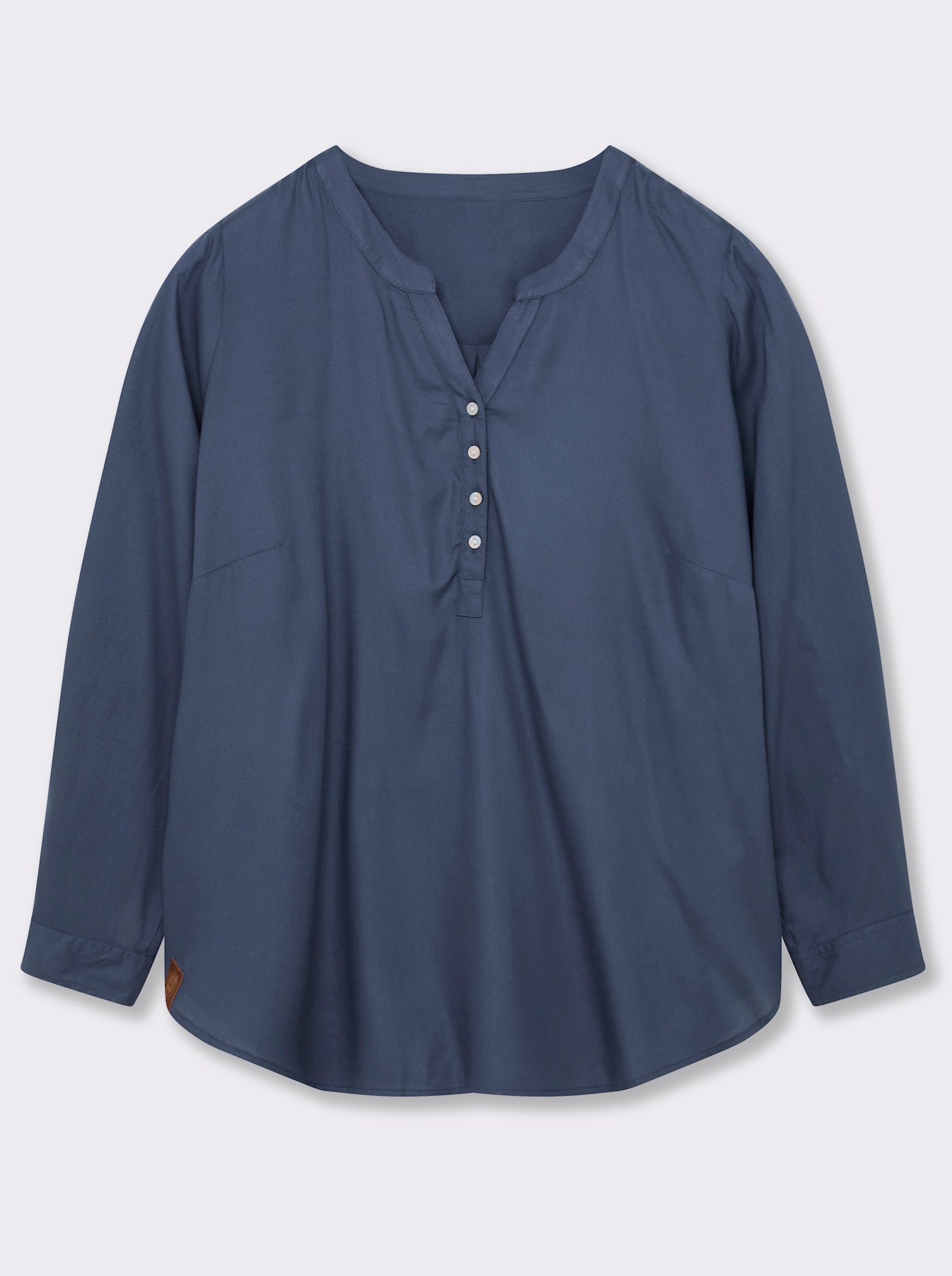 Longbluse mit abgerundetem Saum - rauchblau