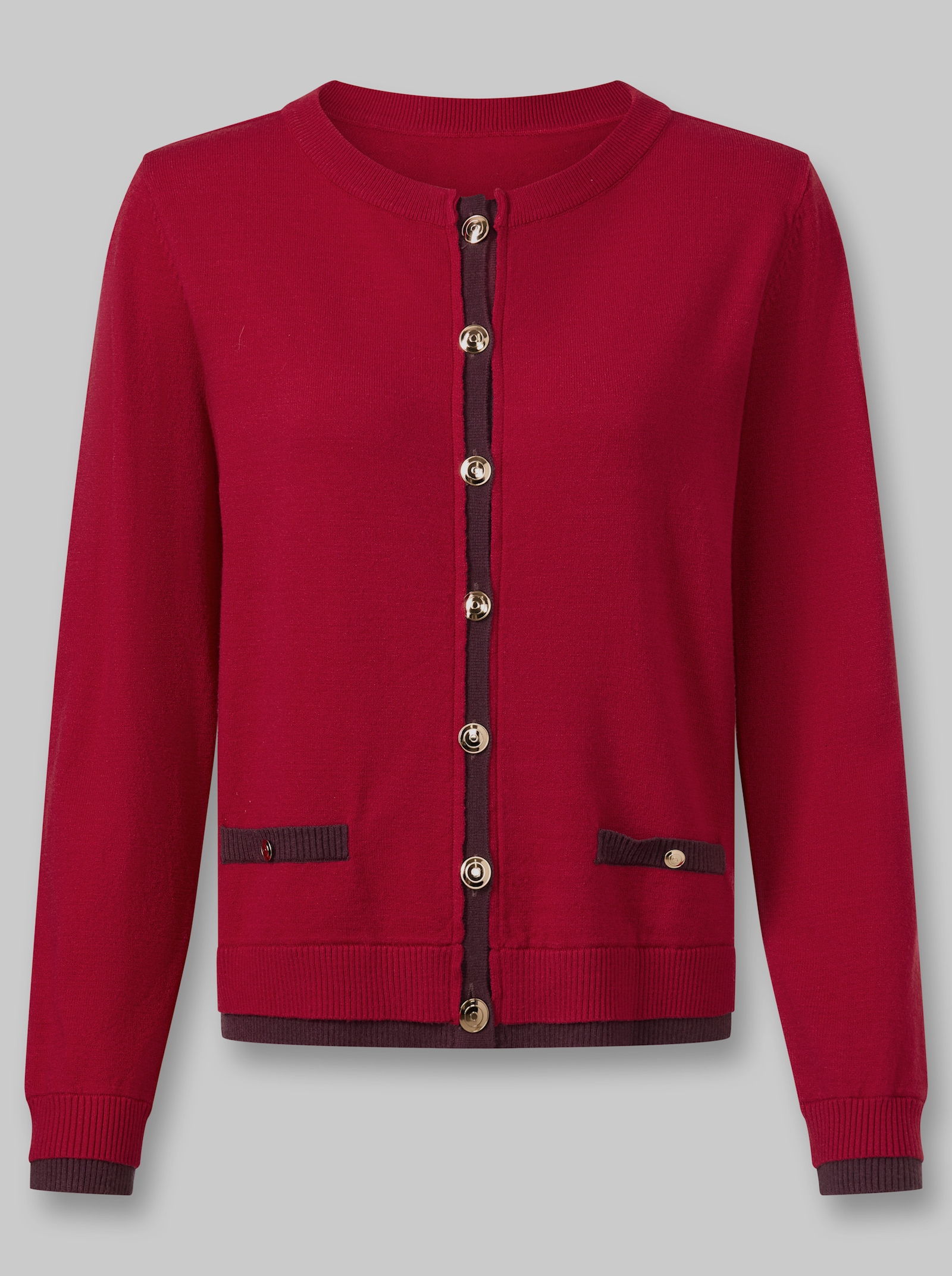 heine Strickjacke mit goldfarbenen Knöpfen - rot-burgund