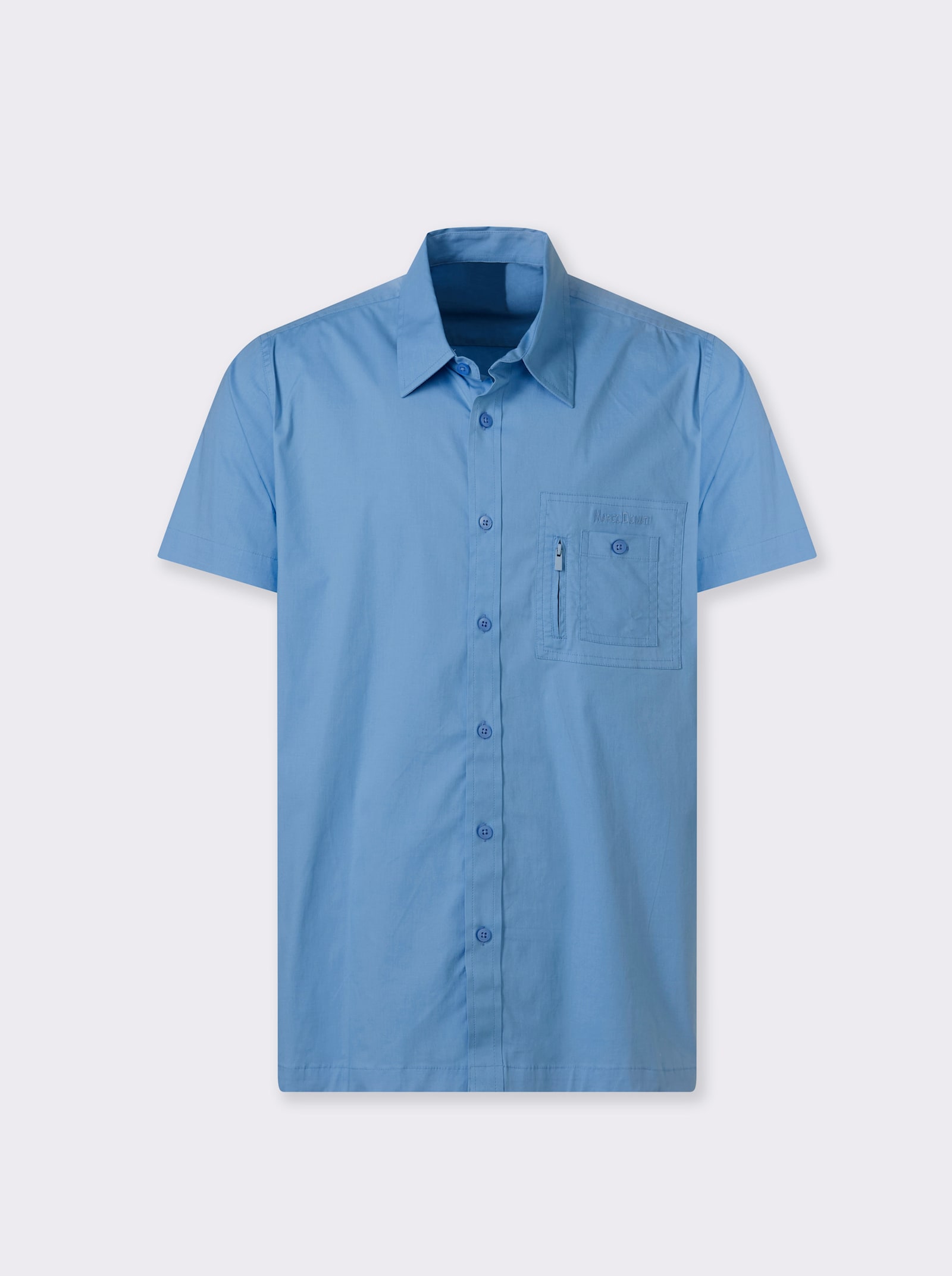 Marco Donati Kurzarmhemd mit Reißverschluss-Brusttasche - himmelblau