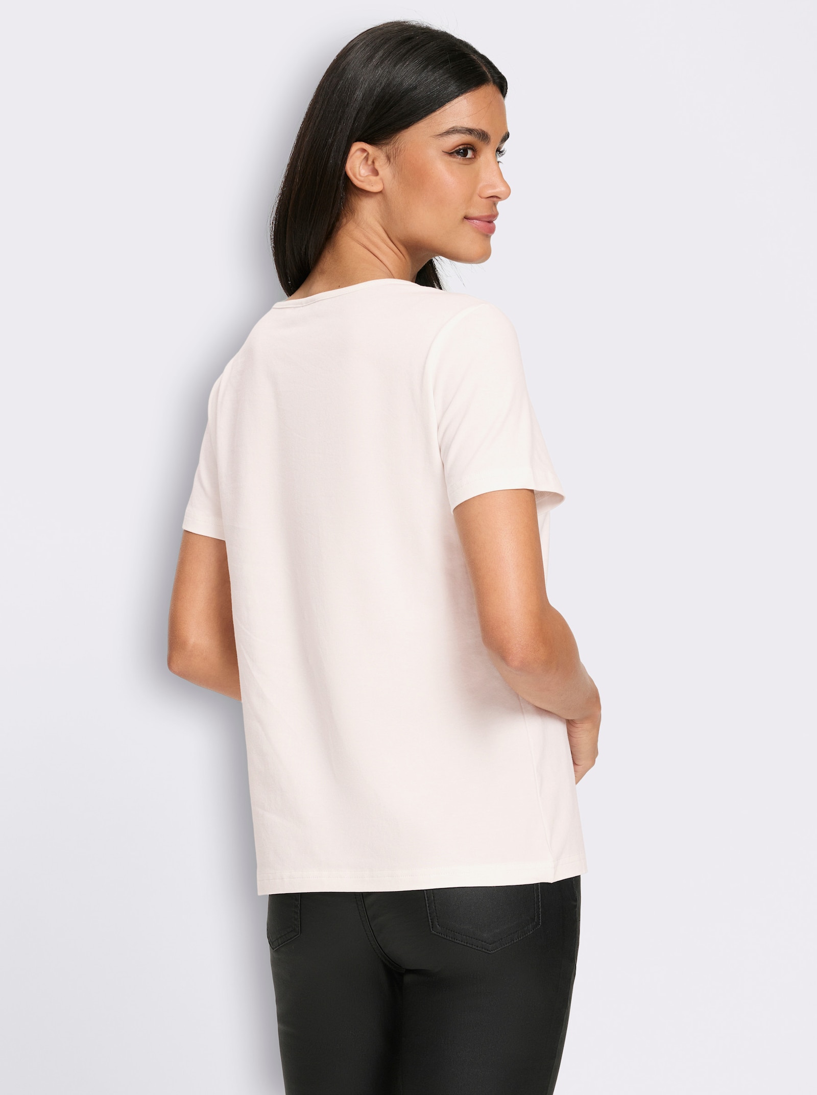 heine Kurzarmshirt mit Schriftzug - ecru