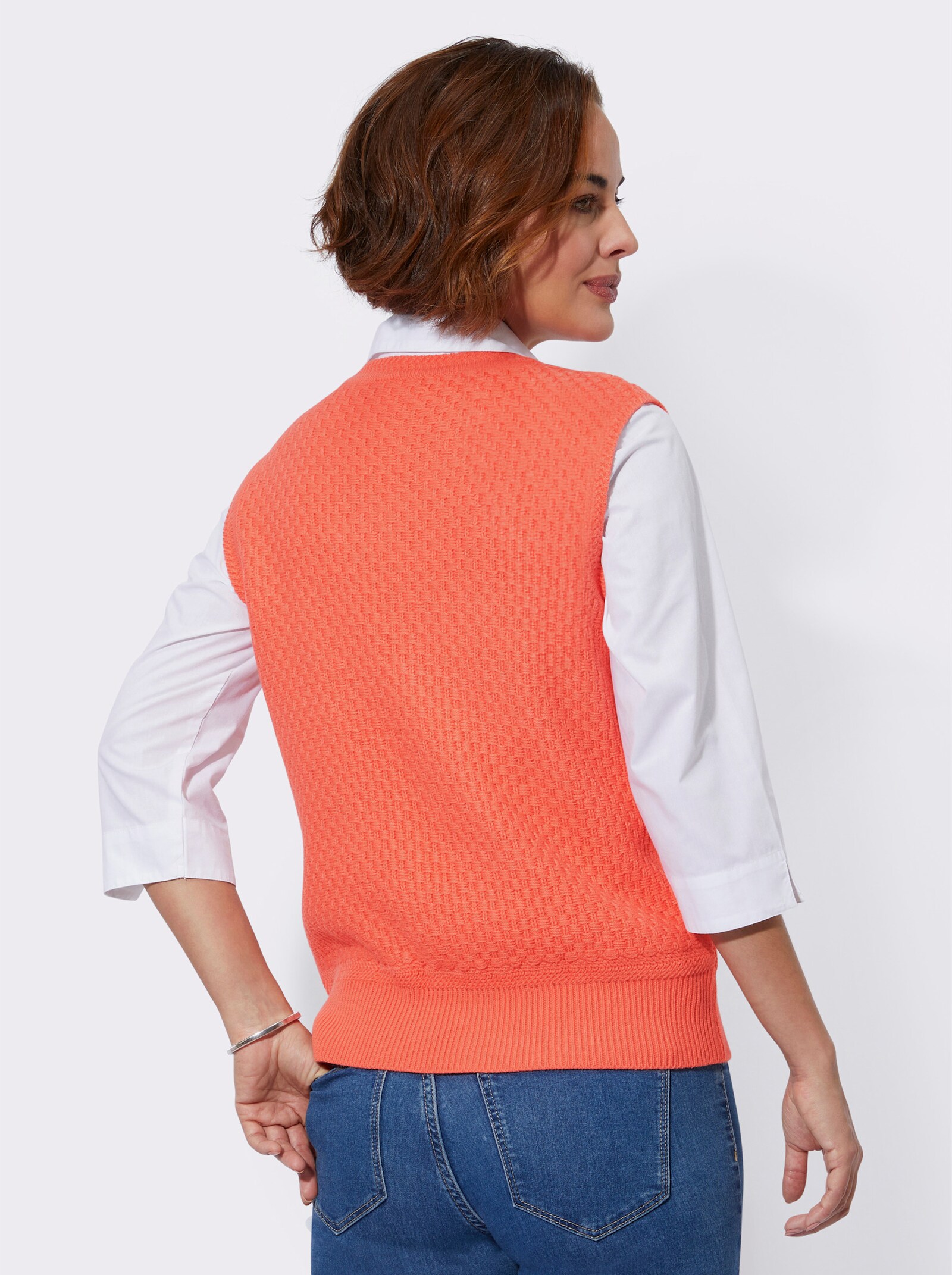 Pullunder in Strickstruktur - koralle