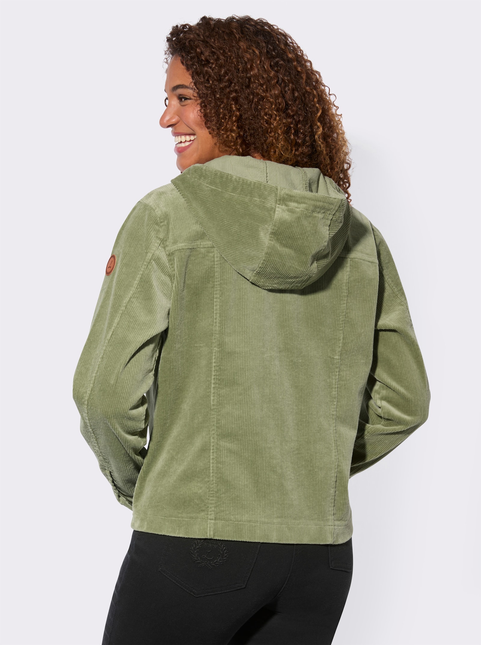 Cordjacke mit Kapuze - schilf