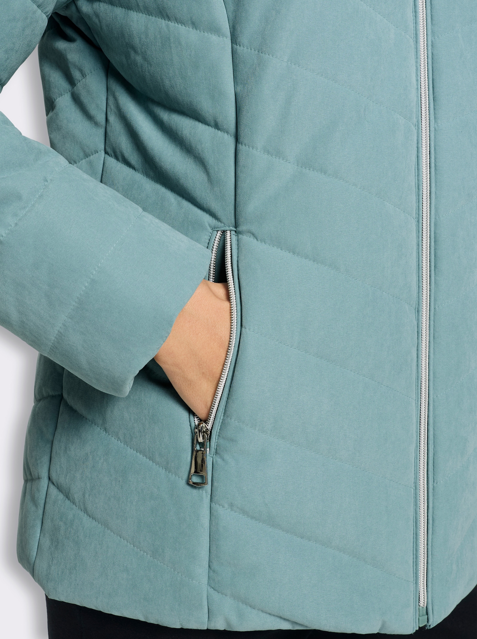 Steppjacke mit Teddyfleece-Futter - jade