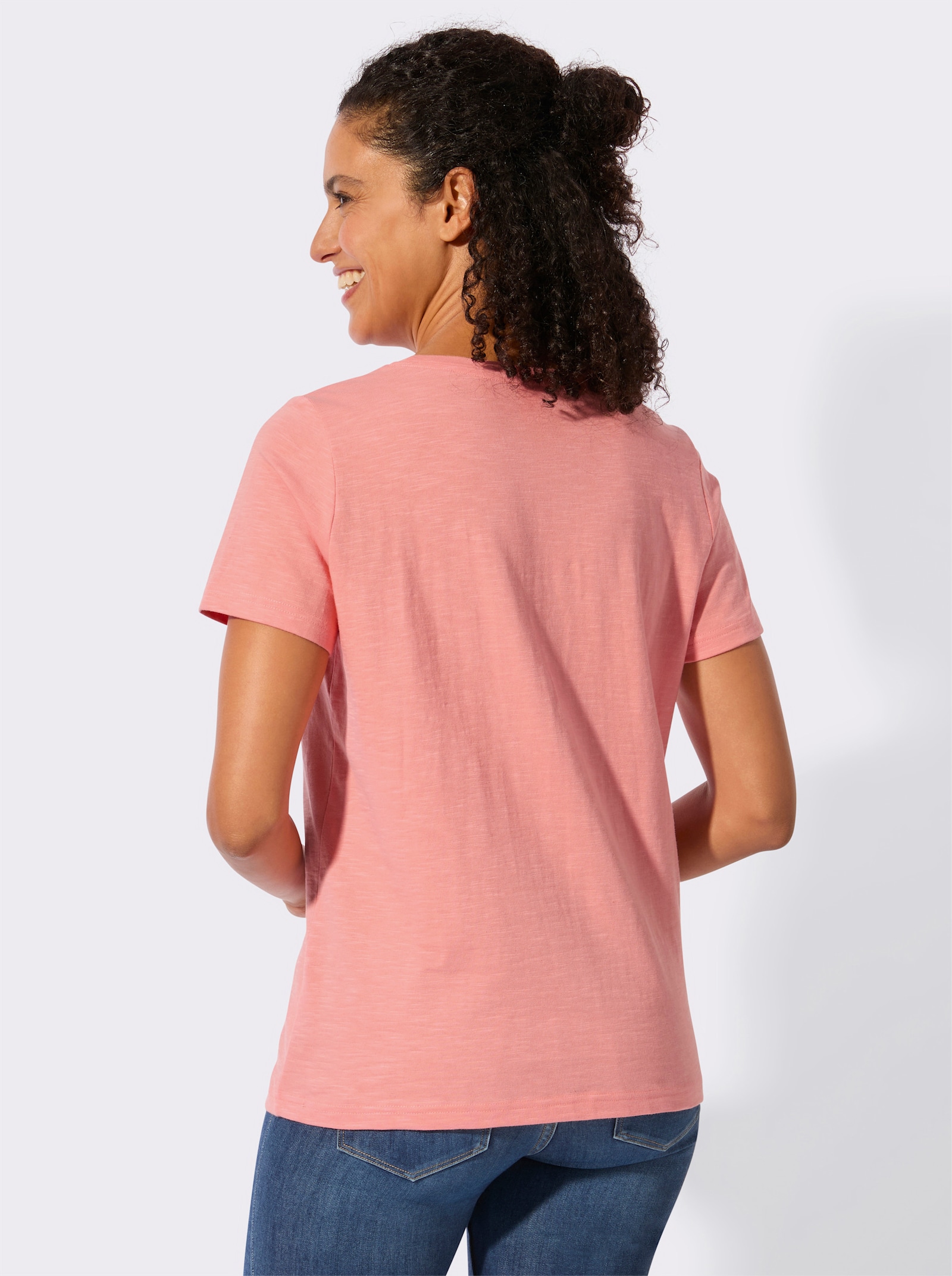 Kurzarmshirt in Flammgarn-Qualität - flamingo