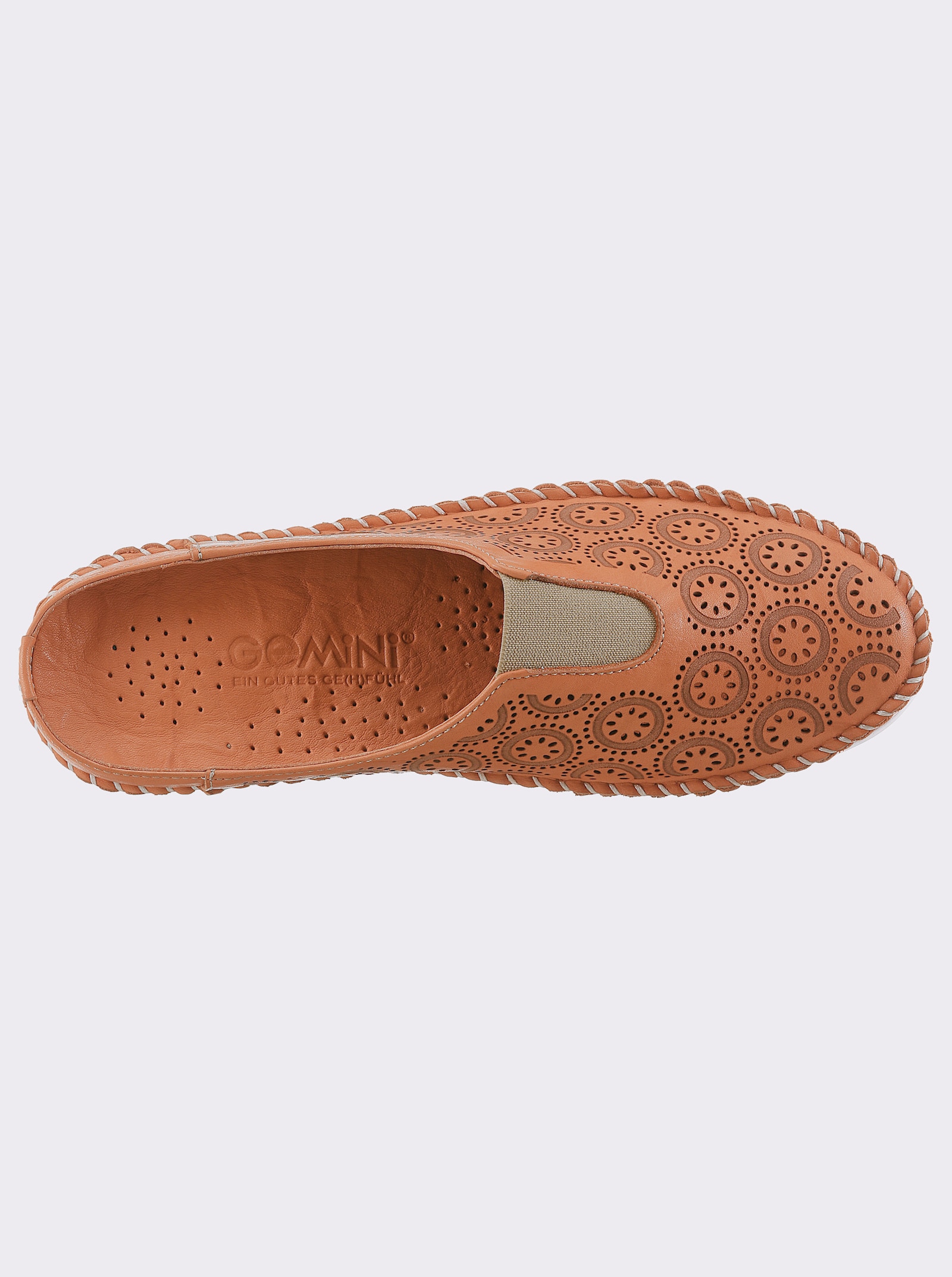 Gemini Pantolette aus Leder mit Durchbrüchen - orange